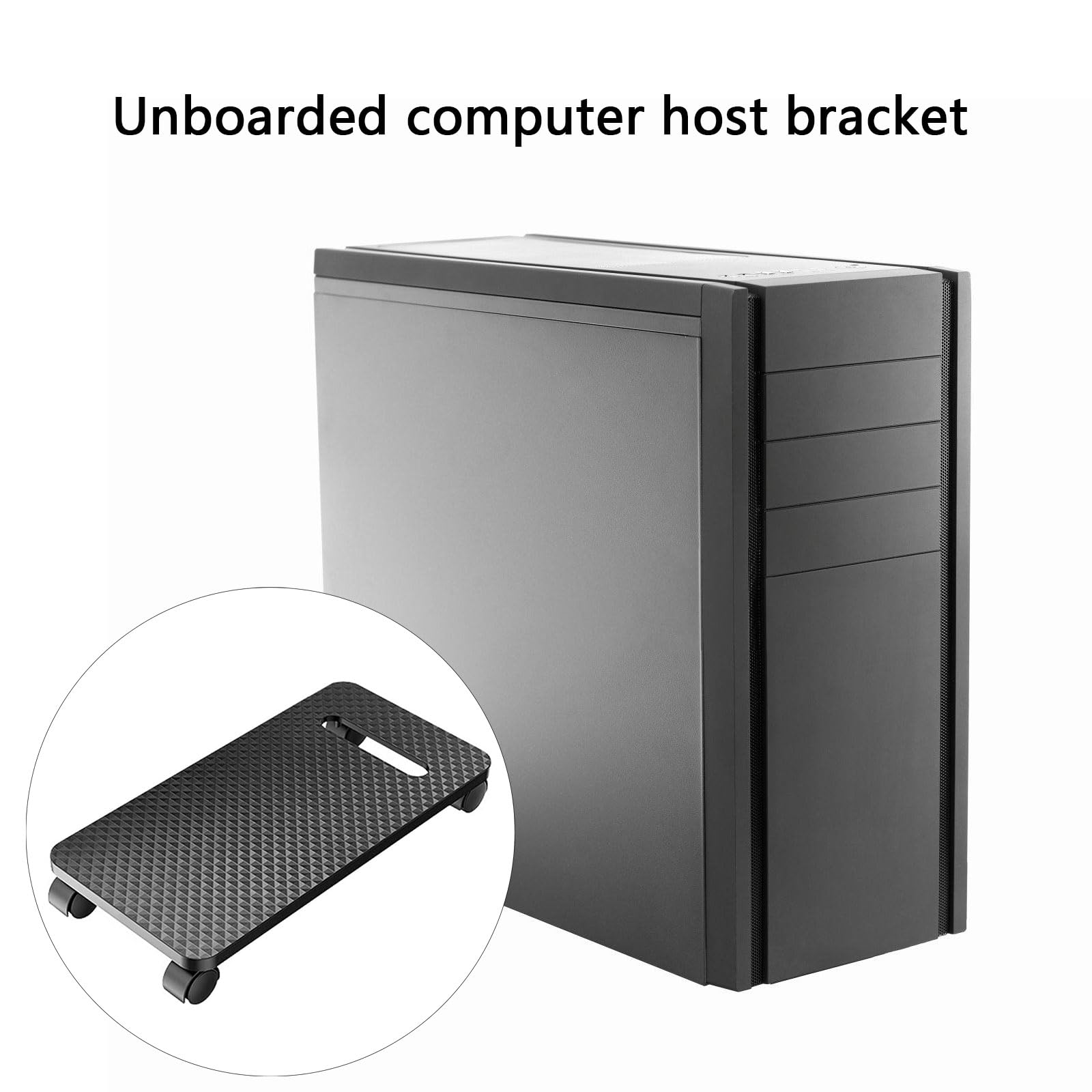 Carrito ajustable para computadora con asa fácil de transportar, textura de fibras de carbono, base de soporte móvil para torre de computadora