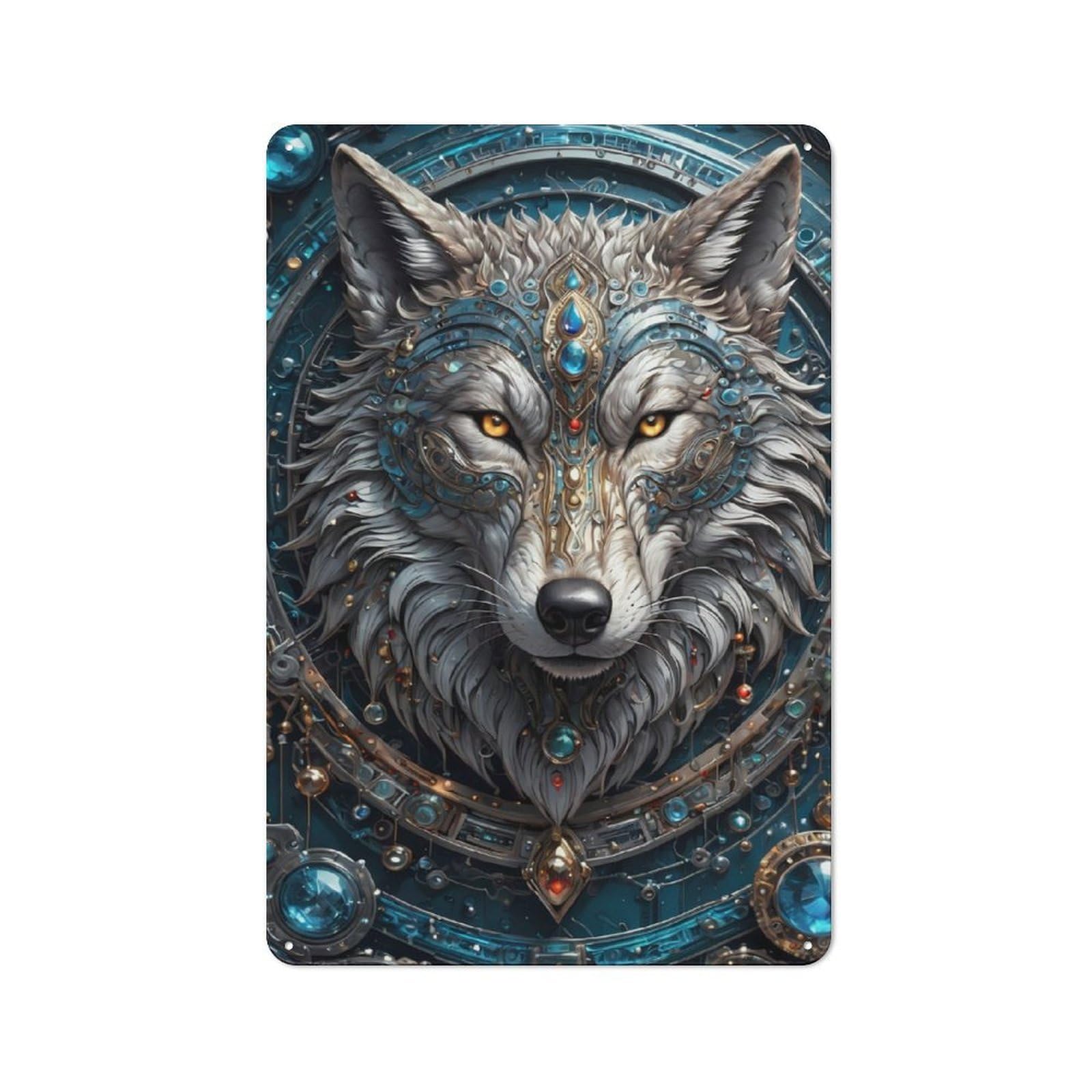 Junmoney Emerald King Wolf Retro Tin Sign 30X20cm Featuring For Bar Or Restaurant, For Metal Sign Collectors, For Garage And Workshop Walls