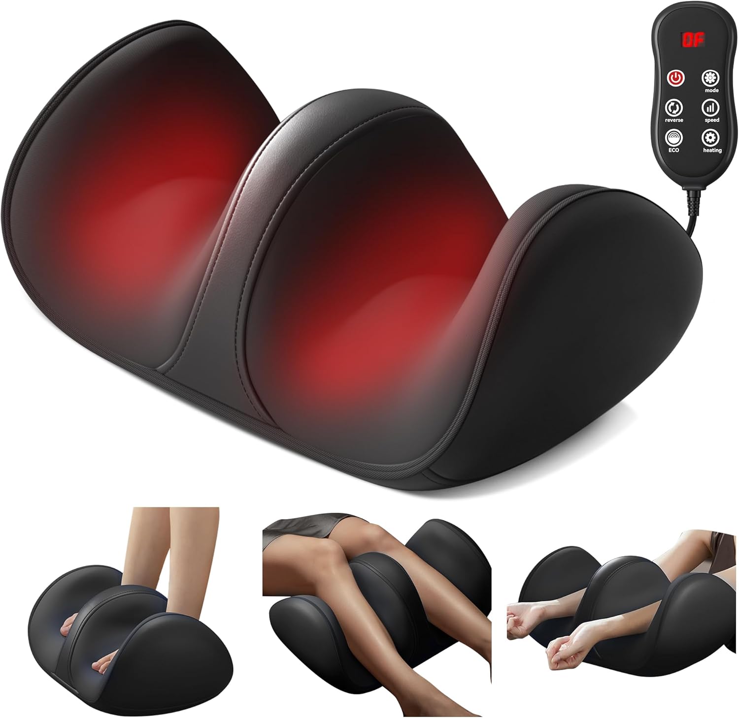 Foot and Calf Massager with Heat Shiatsu Kneading Rolling for Neuropathy Wellness & Relaxation Calf Leg Arm Massager Promotes Blood Circulation for Dad Mom Lover Friends