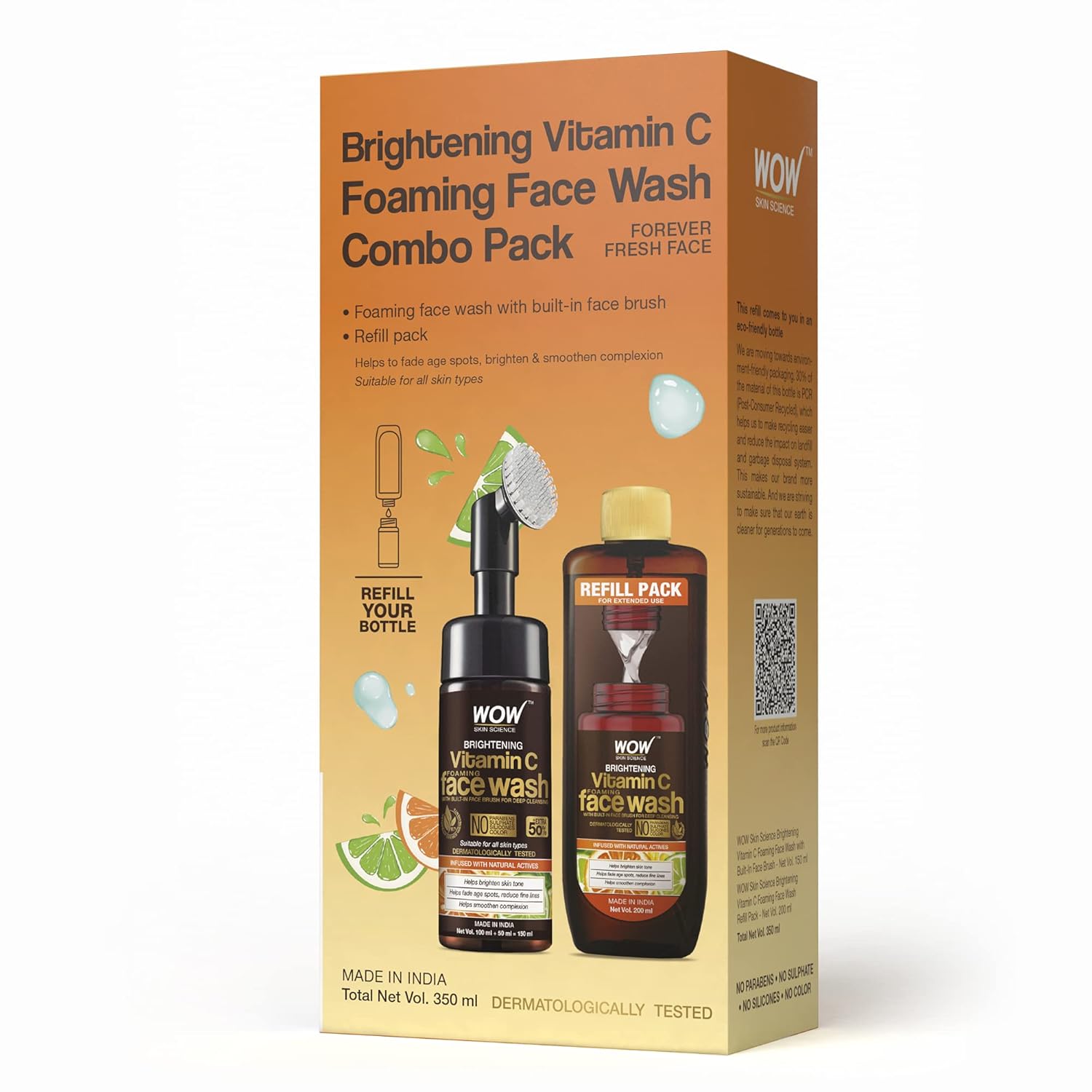 WOW Skin Science Brightening Vitamin C Foaming Face Wash Combo pack