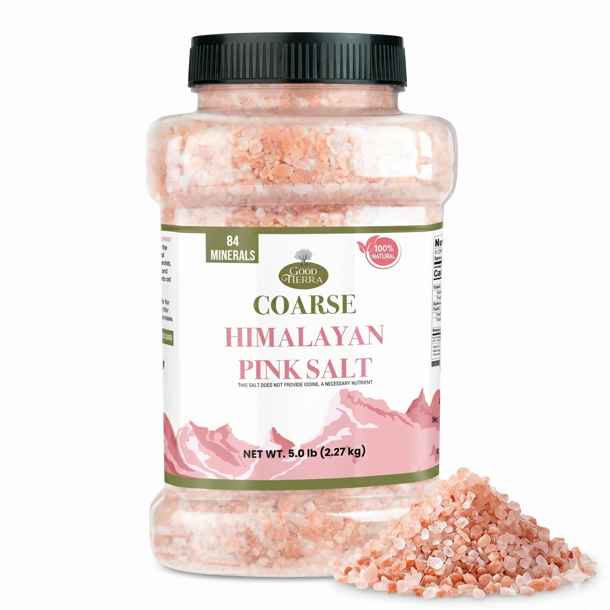 Good Tierra Himalaya-Salz im Glas, grob, 2,3 kg, ideal für Badesalz, Tischsalzmühlen und Gewürzgläser