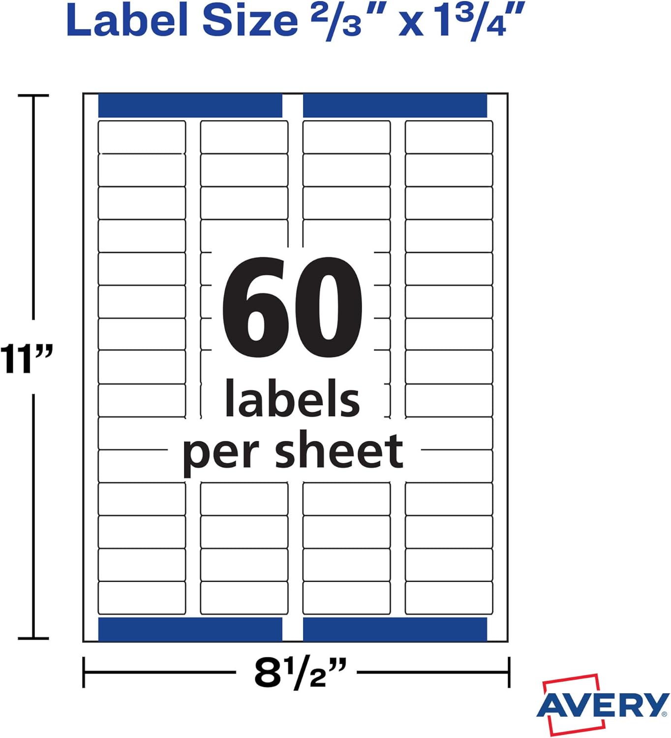 Avery Easy Peel Address Labels, Sure Feed, Permanent, White, 2/3" x 1-3/4", 2 Pack, 1,200 Labels Total (32133)