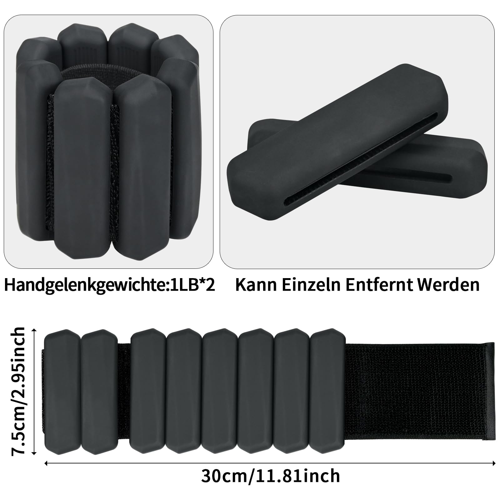 Set di 2 pesi da polso per caviglia, pesi regolabili, in silicone, per corsa, jogging, ginnastica, fitness, movimento