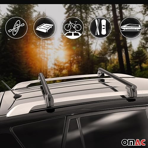 Miniatura 5 de OMAC Juego de barras transversales de portaequipajes para Subaru Ascent 2018-2023 negrobarras transversales de riel de techo de automóvil, carga de