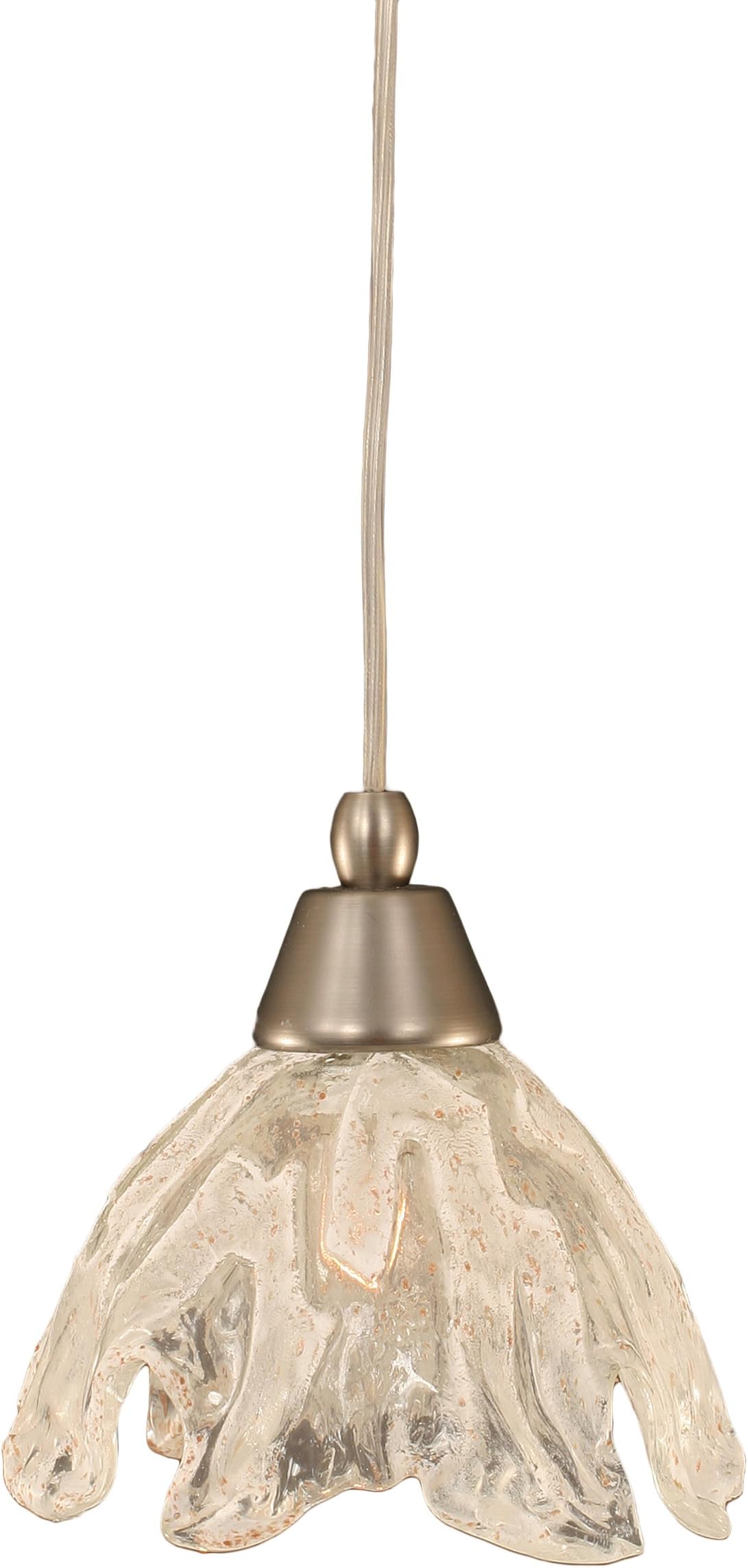 Toltech Lighting 22-BN-759 7-Inch Cord Mini-Pendant Light Brushed Nickel Finish with Italian Ice Glass