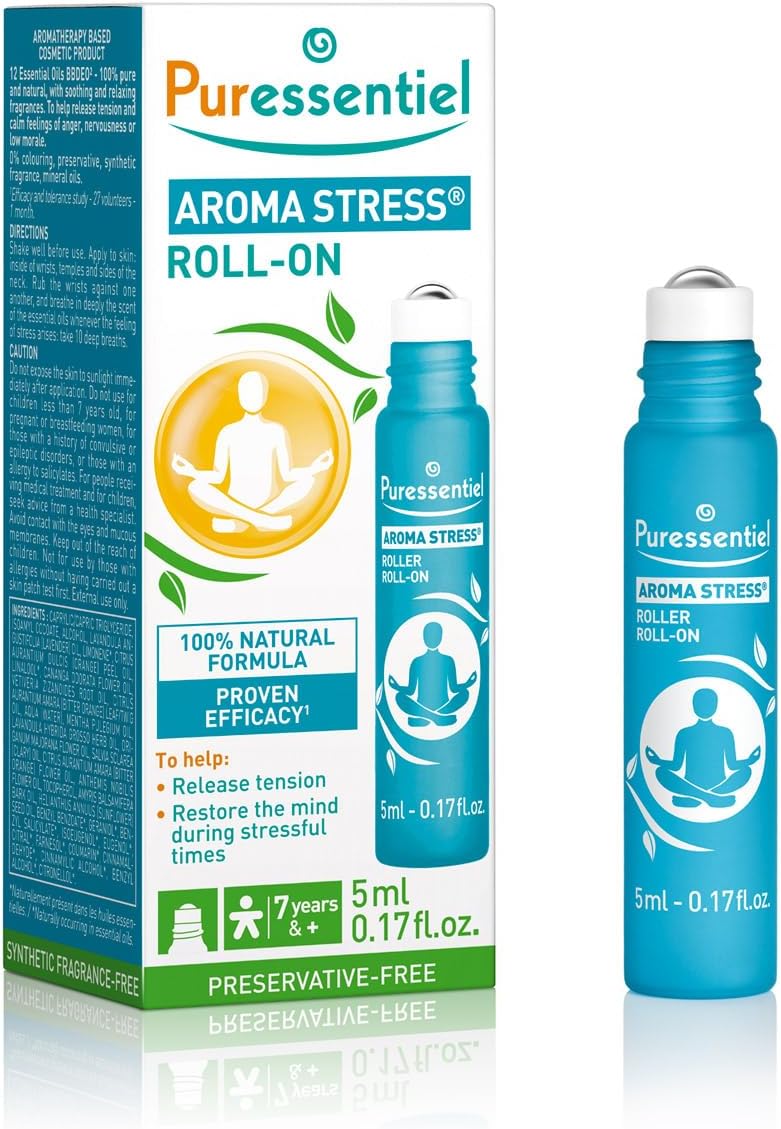 Puressentiel Rest & Relax, Stress Roll-On – 5 ml – Helps promote Healthy Sleep, Stress Relief & Anxiety Relief Routines – Soothing, Relaxing & Naturally Calming Essential Oils – Aromatherapy