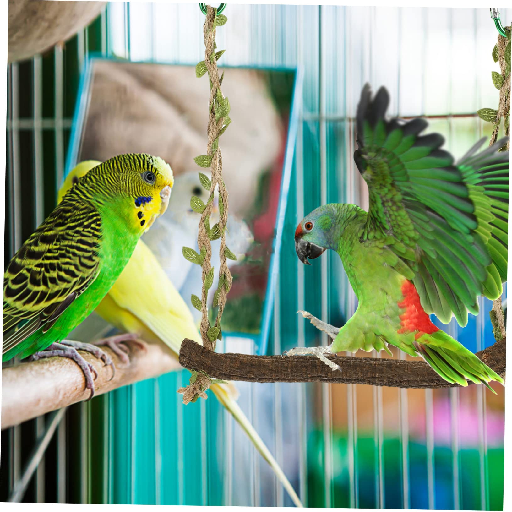 Angoily 5stücke Parakeet Schaukel Aus Holz Natürlicher Vogelspielzeug Für Wellensittiche Papageien Und Andere Vögel Robuste Und Sichere Hängeschaukel Für Käfige Fördert Bewegung