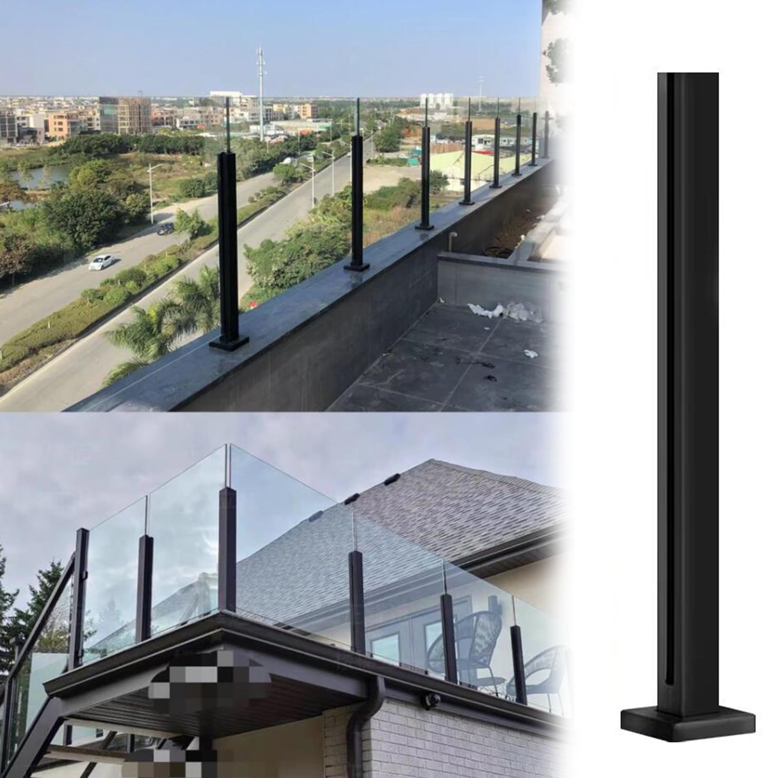 Garde-corps en verre escalier poteau acier inoxydable