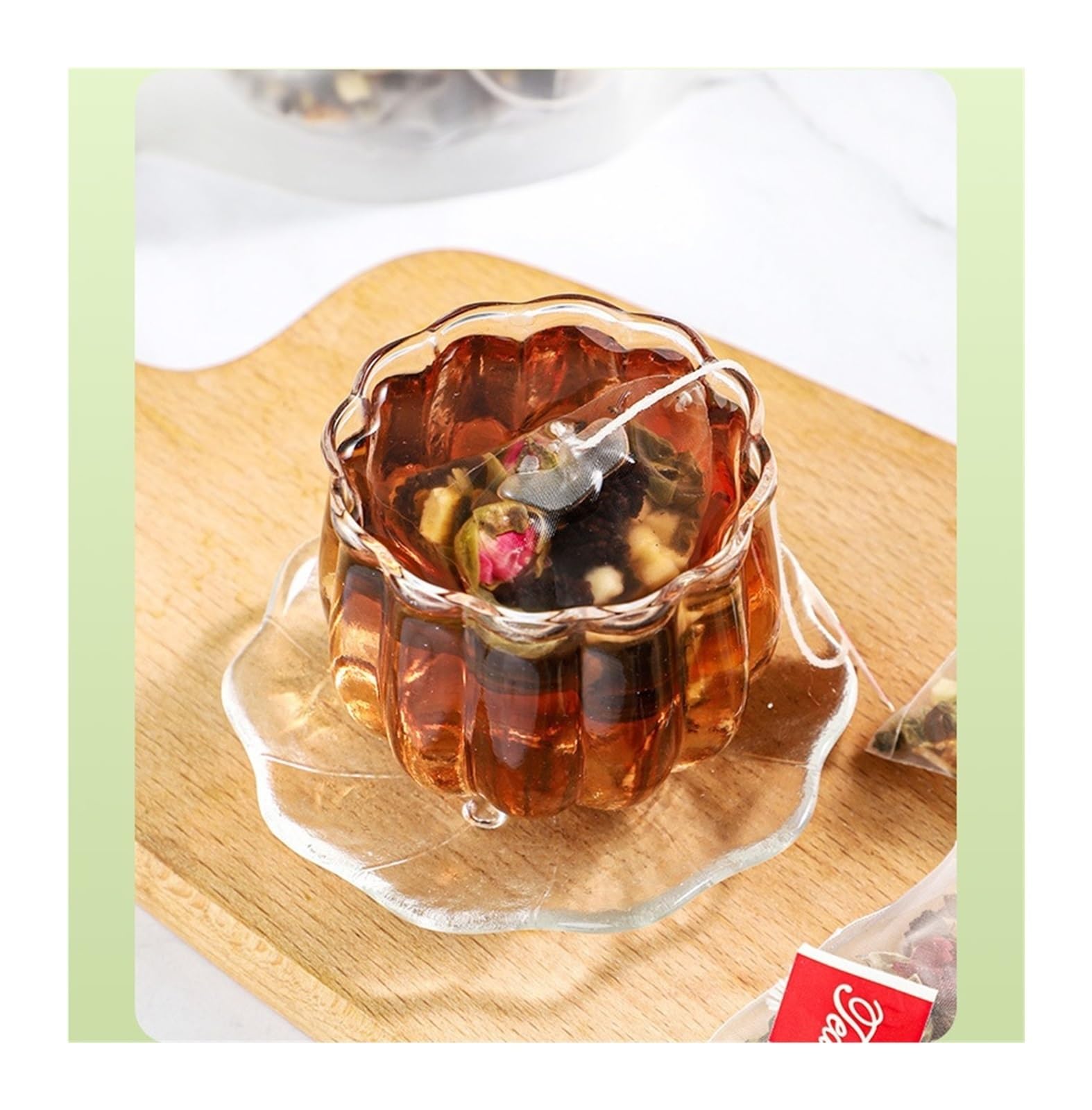 Trójkątne torebki z herbatą z liści lotosu i róży jabłkowej 100 g (5 g x 20 pojedynczych torebek)(2pcs)