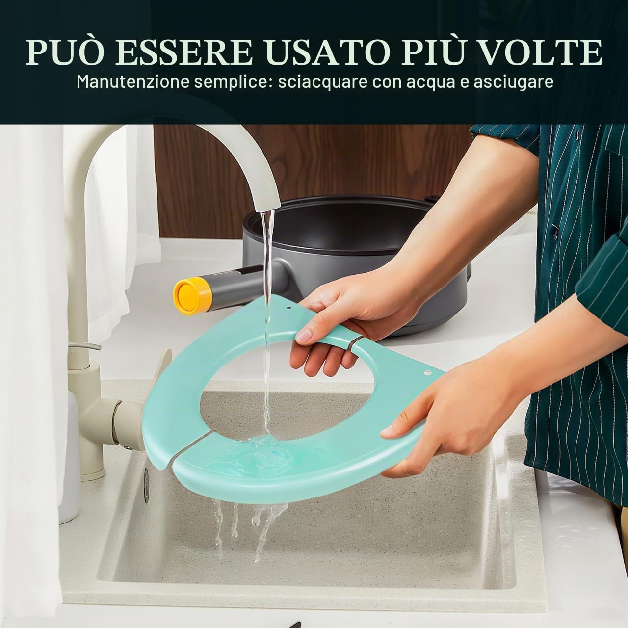Sedile WC pieghevole in silicone portatile, per sedile igienico, portatile, portatile, da viaggio, con cuscino in silicone antiscivolo, riciclabile per vasetto da viaggio