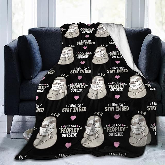 Custommixall Sloth Blanket Fleece Throw Blanket for Lazy Sloth Gifts for Women Men Girls Boys All Seasons Super Soft Cozy Plush Throws Blanket for Couch Sofa Bed Office 40"x50"