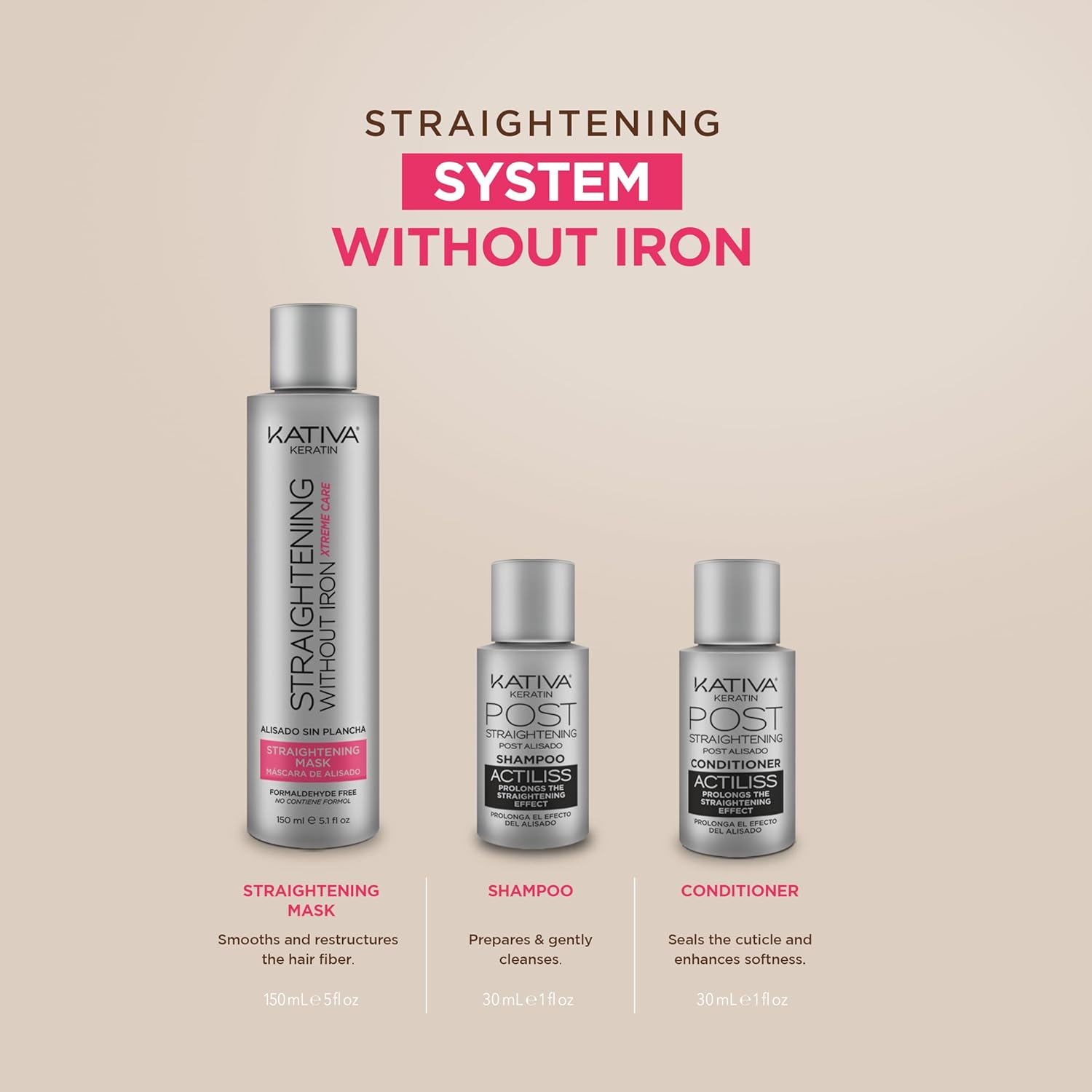 Kativa Anti-Frizz Xtreme Care, Home Use Straightening Treatment with Keratin and Cupuaçu, Rebuilds Damaged Hair and Straightens Waves