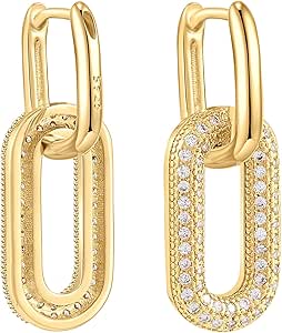 REELMAR Paperclip Hoop Earrings - 3 Pairs Chunky Convertible Link Earrings For Women