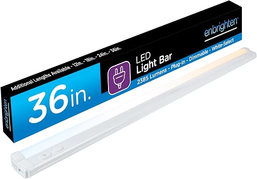 Enbrighten 36 Inch Plug in Under Cabinet Light with 5 Color Temperatures | Dimmable 2386 Lumens, Soft White to Daylight Lighting, One-Touch Sync Linkable Under Cabinet Lighting for Kitchen, ETL Listed