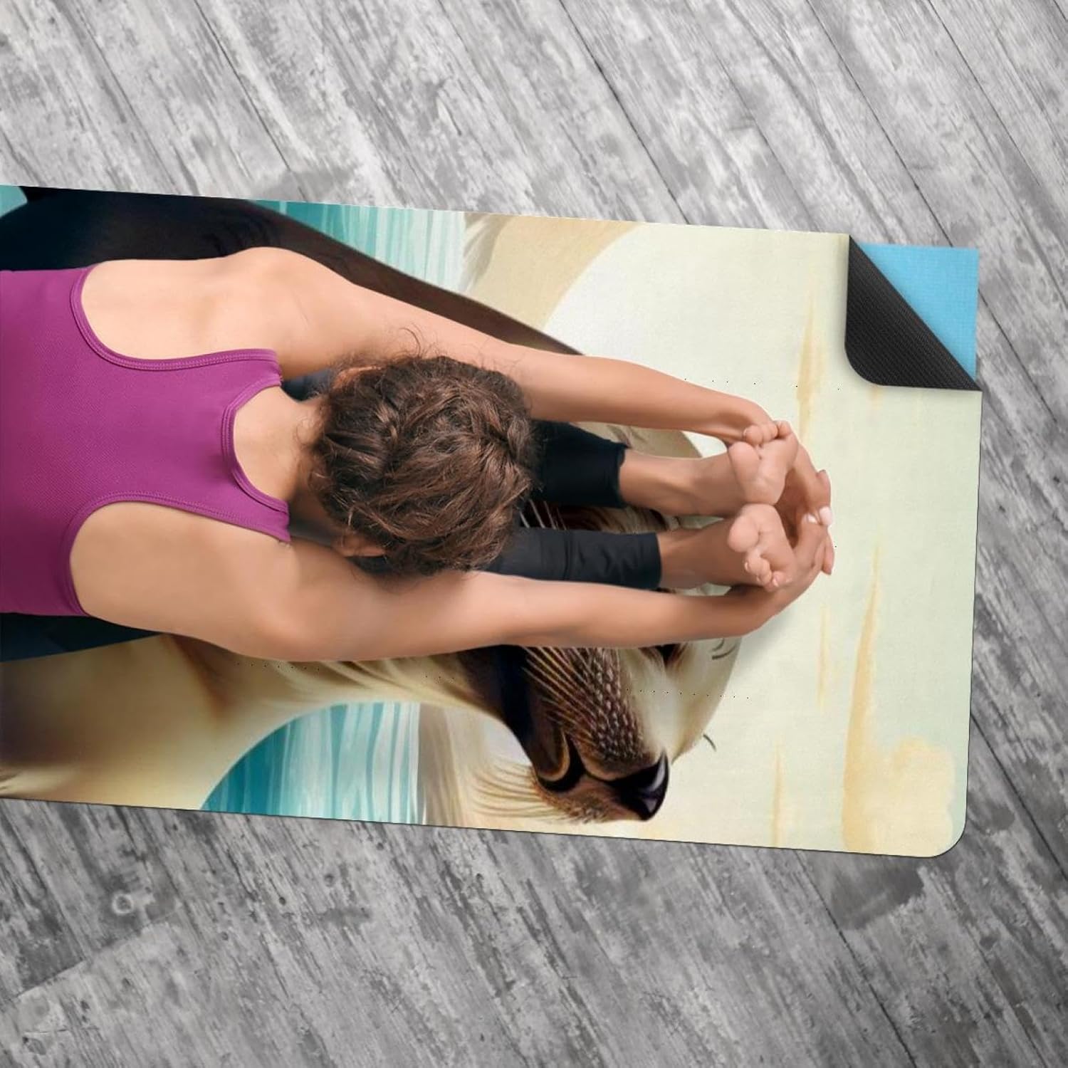 Yoga Towel, Sea Lion Pattern Non Slip Sweat Absorbent Hot Yoga Mat Towel for Hot Yoga, Pilates and Fitness - 72.8" x 26.8"