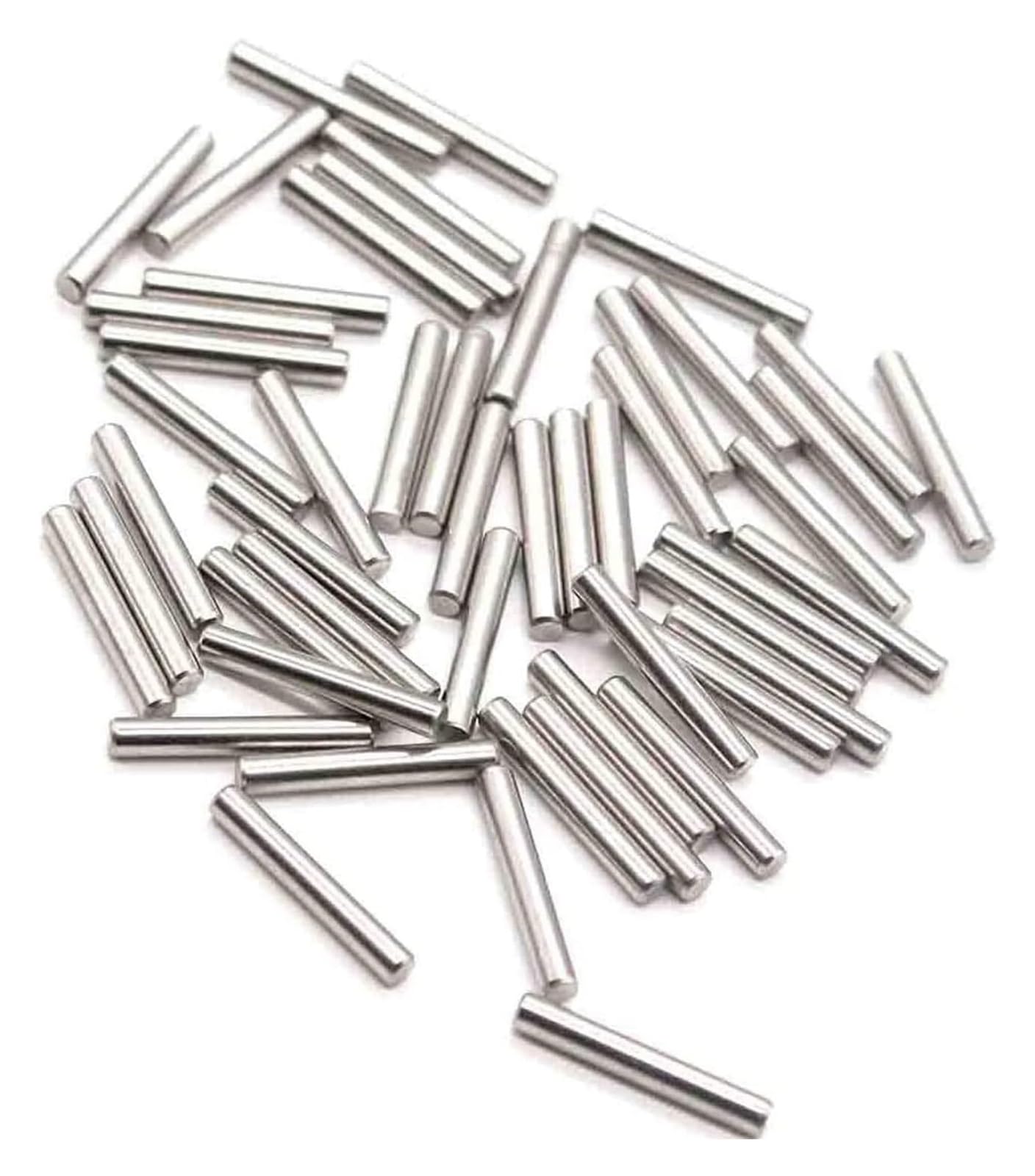 Pasadores de espiga y tornillos metálicos (50 unidades). Diámetro de 2,5 mm. Pasadores de soporte for estantes de acero inoxidable 304. Elementos de fijación metálicos for un posicionamiento preciso.