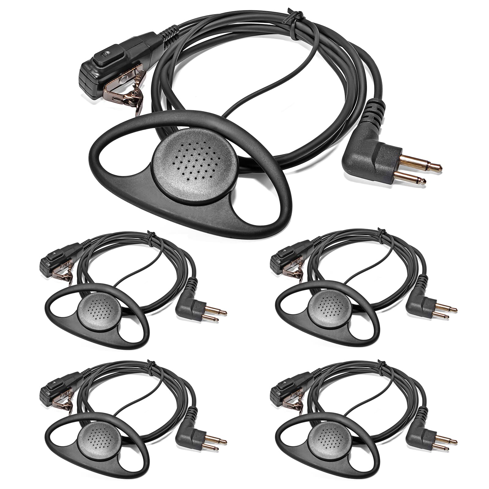 Walkie Talkie Auricolare a forma di D Auricolare con microfono compatibile per Motorola CP040 CP200 GP300, CLS1110, CLS1410 Radio (5 pezzi)