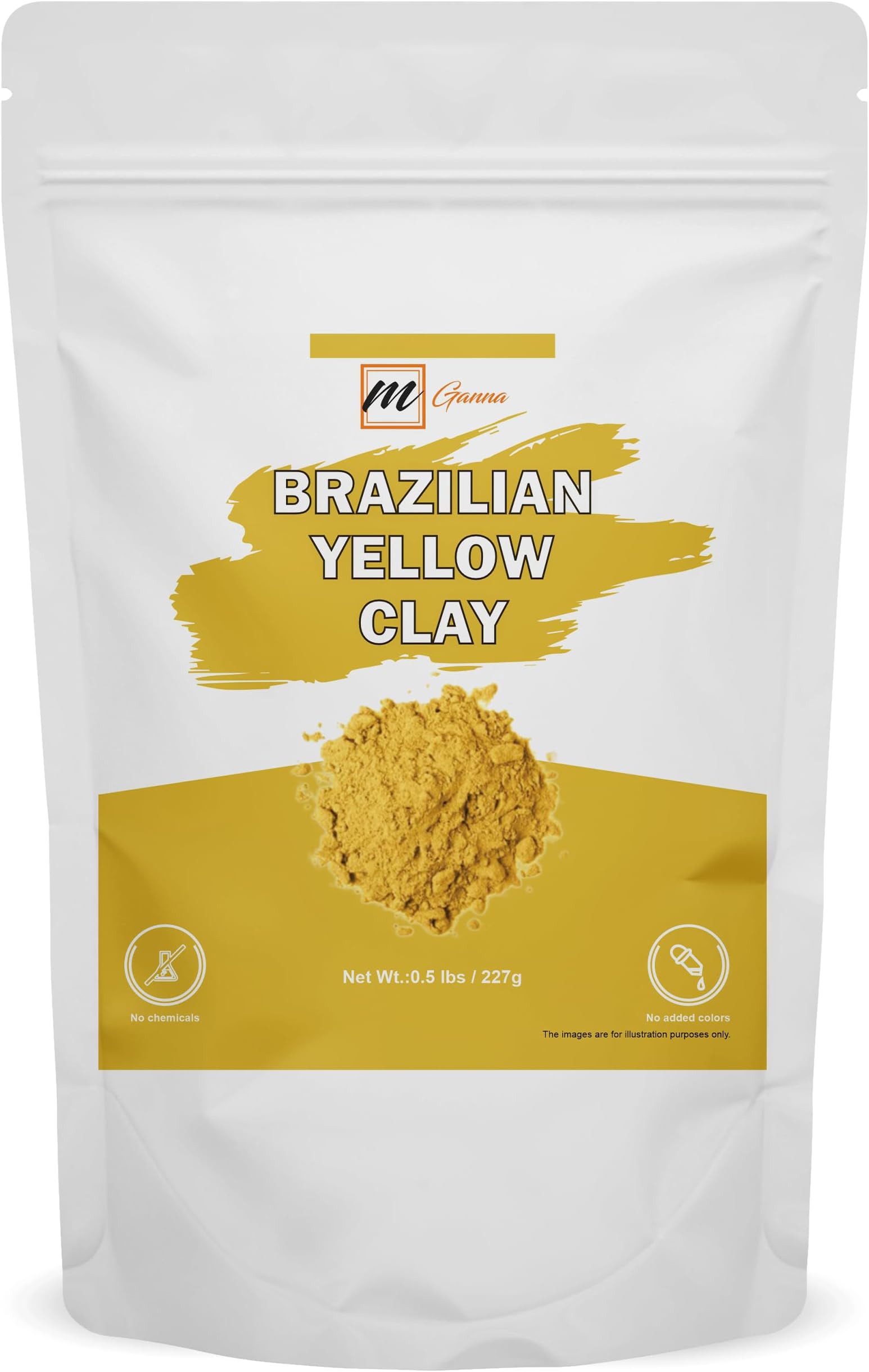 mGanna 100% Natural Brazilian Yellow Clay Powder For Skin firming, Creams and...