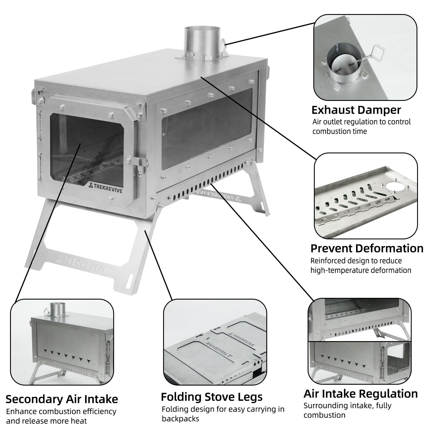 Amazon.com: RIDGE Titanium Hot Tent Stove, Portable Folding Tent Wood  Burning Stove with Secondary Air Intake, Ultralight Small Wood Stove, Only  3.2lb, Perfect for Backpacking, Hiking, Bushcraft, Winter Camping : Sports u0026