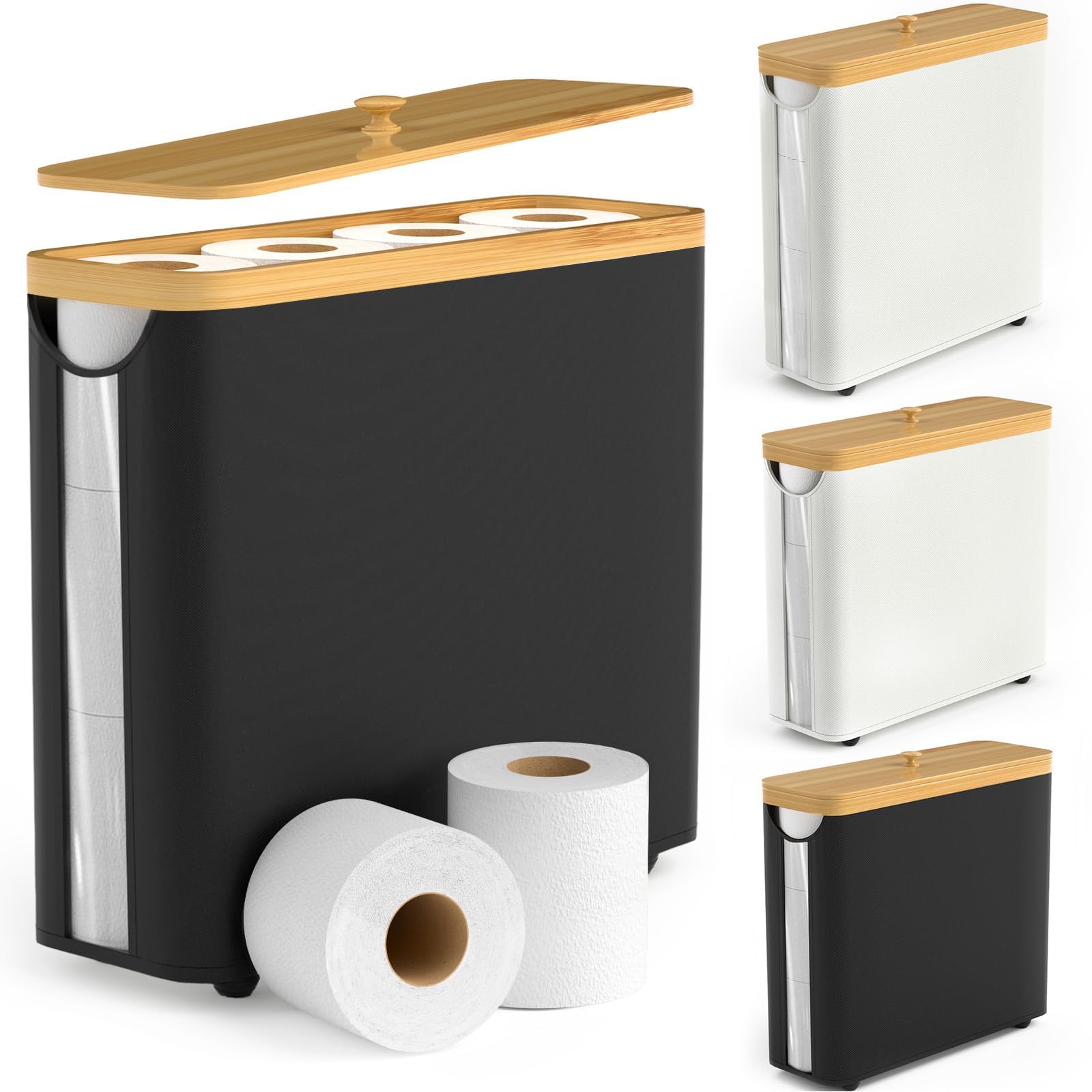 Toilettenpapier Aufbewahrung,Rollenhalter Klopapier Aufbewahrung Box mit Deckel, Toilettenpapierhalter Stehend WC-Papier Badezimmer Organizer,Toilet 