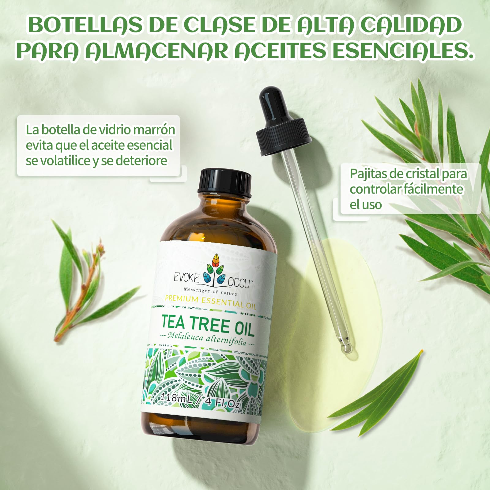 EVOKE OCCU Aceite Esencial de Árbol de Té 118ml, Aceite Puro de Árbol de Té para Difusor Piel Cabello Cuerpo Cuidado de Uñas — view 9