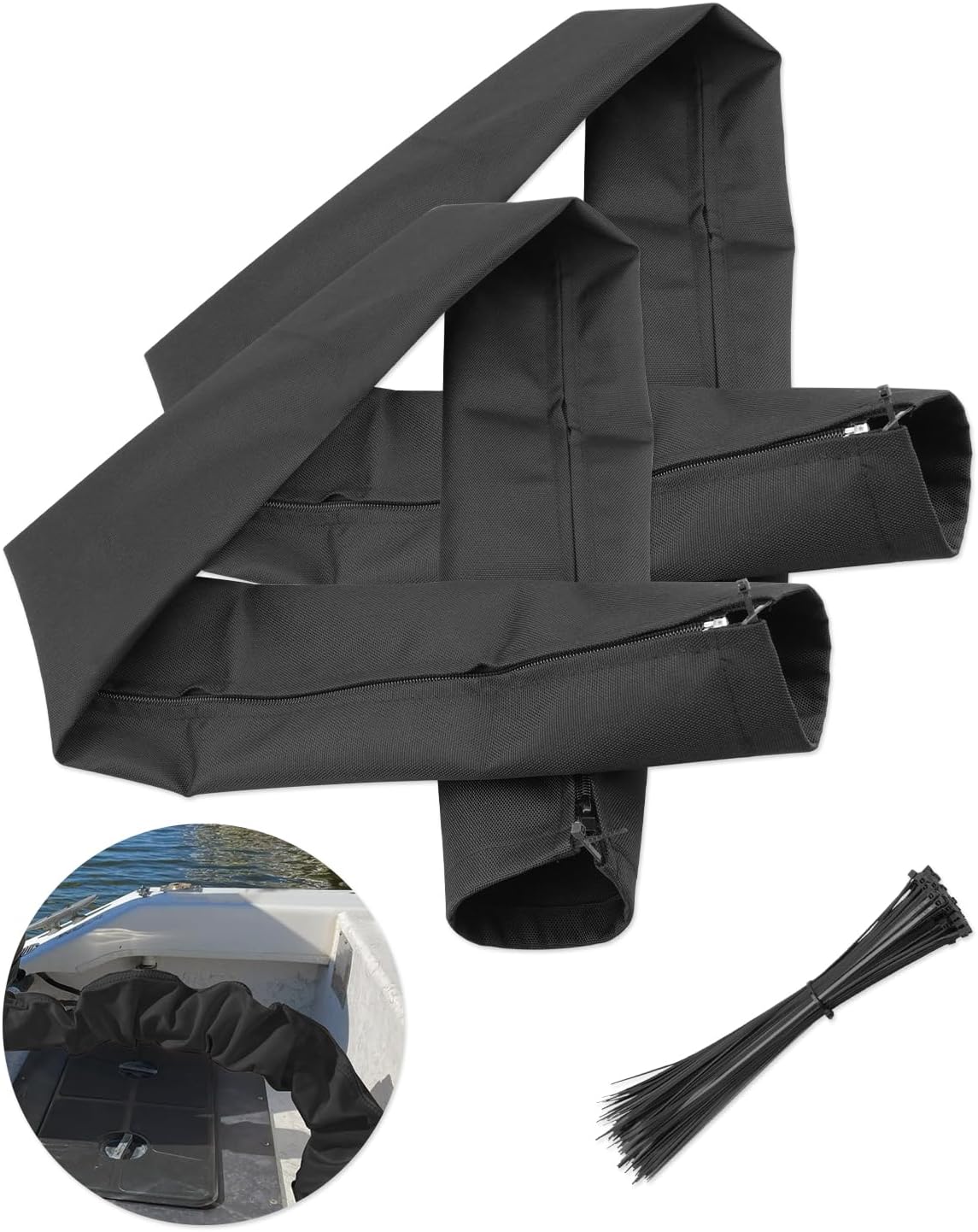 48-Inch Long Black Zippered Rigging Sleeve, ZRS-1-DP Casing, Trolling Motor Cable Organizer Sleeve 2PCS
