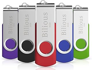 Bilious® 5 Pack USB Flash Drive, Swivel Metal Style Thumb Drives with Led Indicator, Portable Fold Memory Stick Keychain Design U Disk, Waterproof Jump Pen Drive for Storage and Backup (8GB, 5 Pack)