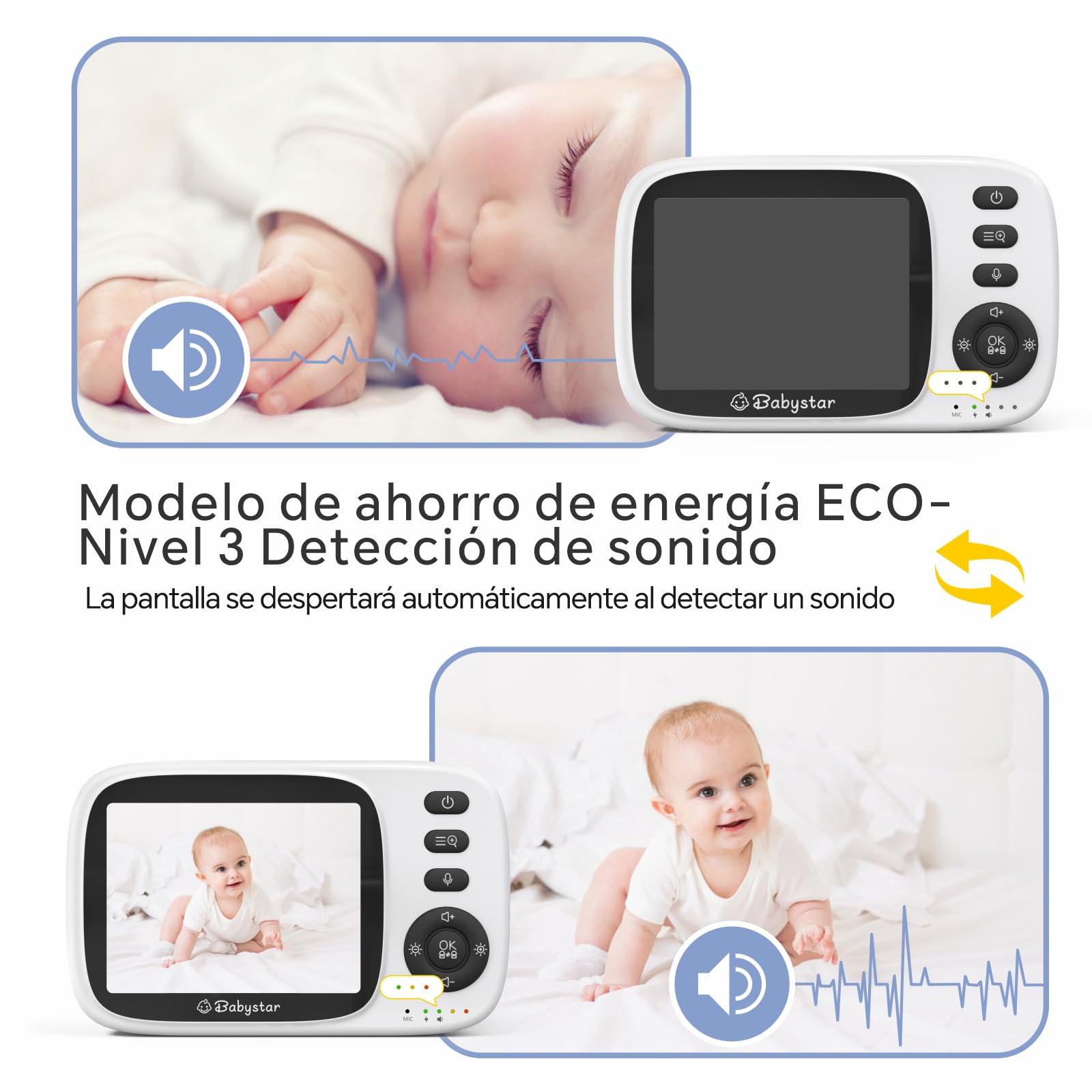 Babystar Camara Vigilancia Bebe Vigilabebes con Camara, 3.2" HD