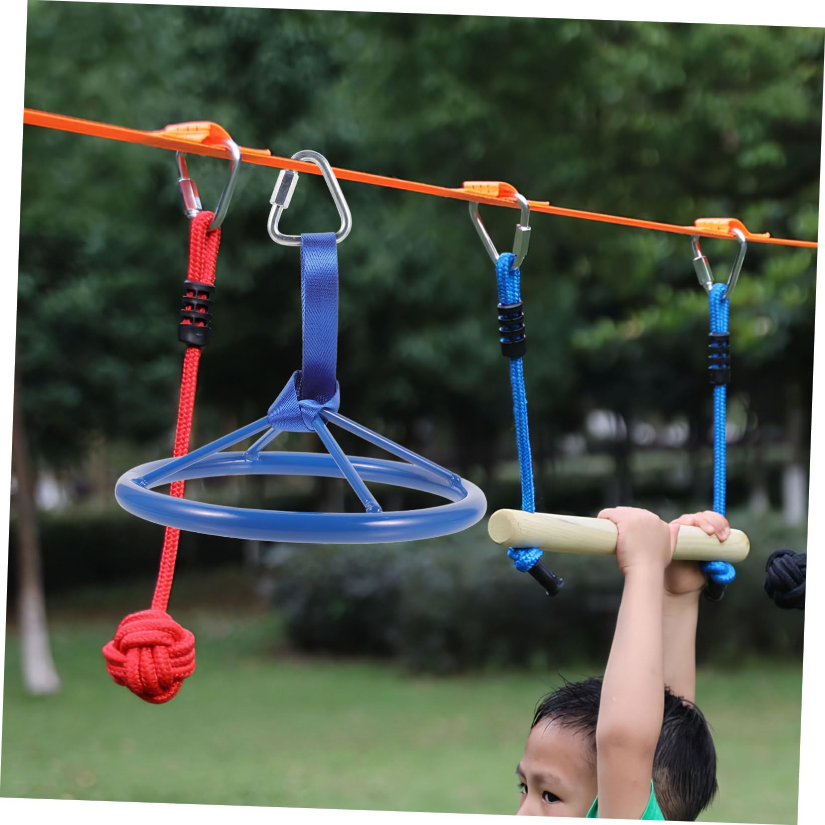 BESTonZON Anillo de Entrenamiento Infantil para Ejercicios de Fuerza Rueda Colgante Resistente Nylon Equipo Portátil para Uso Interiores y Exteriores Color Azul Oscuro