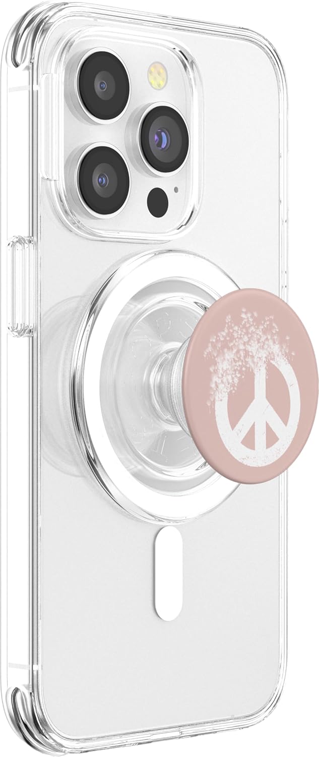 Disappearing Peace Sign Dispersed Dandelion Pink Phone Stand PopSockets MagSafe PopGrip for iPhone
