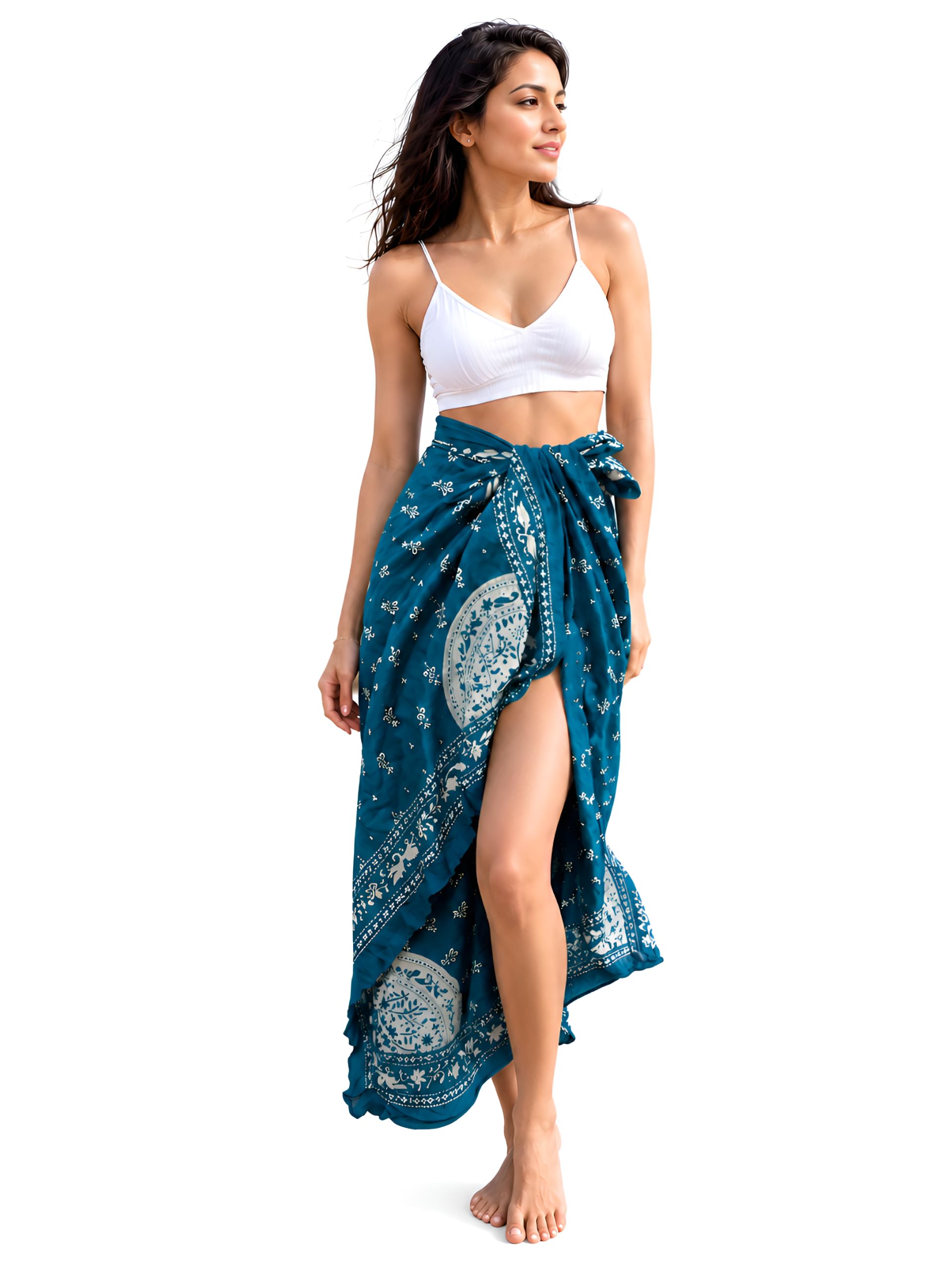 Beachwear/Swimming Pool One-piece Swimsuit Cover-up | Stylish & Glamours Look Goa Sarong For Women – Resort & Vacation Dress, Bright & Fast Multicolour.-image-2