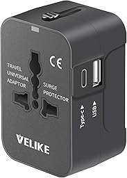 海外 変換プラグ 全世界対応 VELIKE 旅行用コンセント 1つUSB-Cと1つUSB-Aポート付き C/O/BF/Aタイプ付き 海外電源変換器 マルチ変換プラグ 電源変換アダプター 韓国/ヨーロッパ/オーストラリア/イギリス/アメリカ/中国などの国に対応 旅行便利グッズ 200ヶ国以上通用