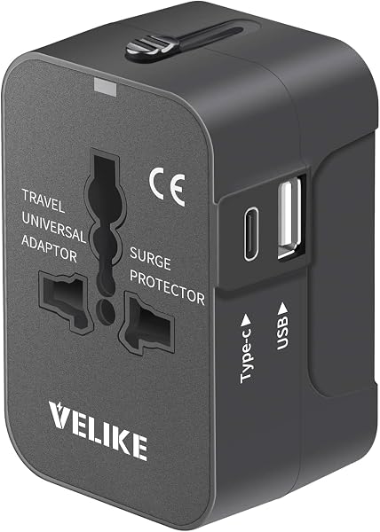 海外 変換プラグ 全世界対応 VELIKE 旅行用コンセント 1つUSB-Cと1つUSB-Aポート付き C/O/BF/Aタイプ付き 海外電源変換器 マルチ変換プラグ 電源変換アダプター 韓国/ヨーロッパ/オーストラリア/イギリス/アメリカ/中国などの国に対応 旅行便利グッズ 200ヶ国以上通用 - 1