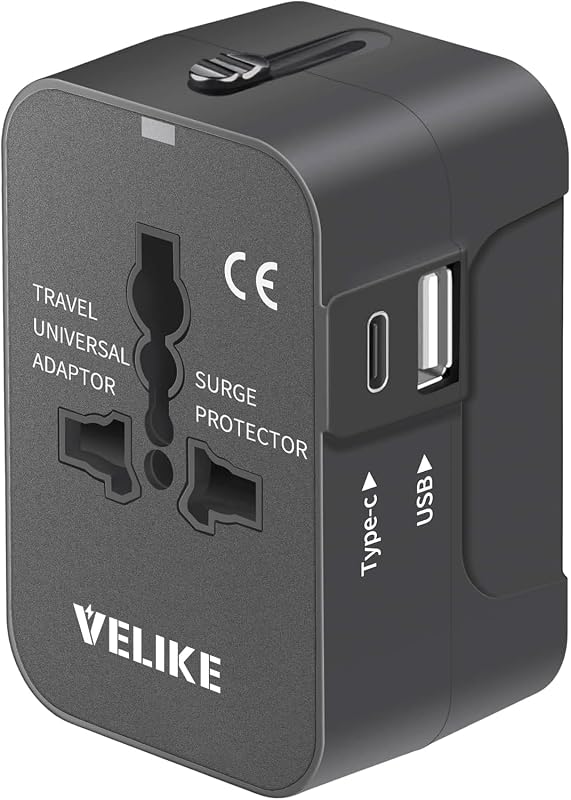 海外 変換プラグ 全世界対応 VELIKE 旅行用コンセント 1つUSB-Cと1つUSB-Aポート付き C/O/BF/Aタイプ付き 海外電源変換器 マルチ変換プラグ 電源変換アダプター 韓国/ヨーロッパ/オーストラリア/イギリス/アメリカ/中国などの国に対応 旅行便利グッズ 200ヶ国以上通用