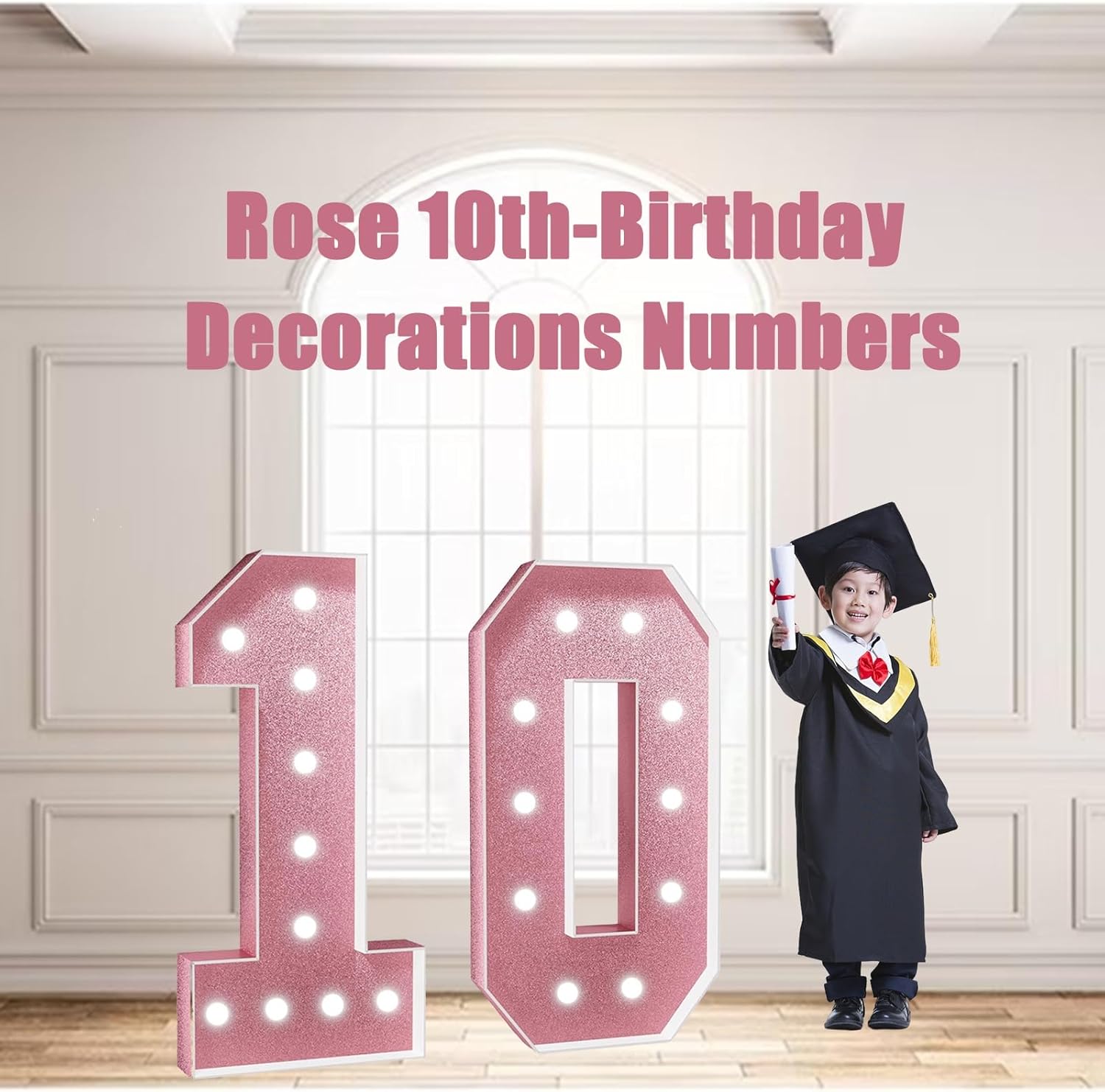 4FT Marquee Light Up Numbers LED Large Lighted Marquee Numbers Pre-Cut Frame Mosaic Numbers For 20th 50th 16nd Birthday Anniversary Wedding Party DIY Decoration(17,120cm/47in)