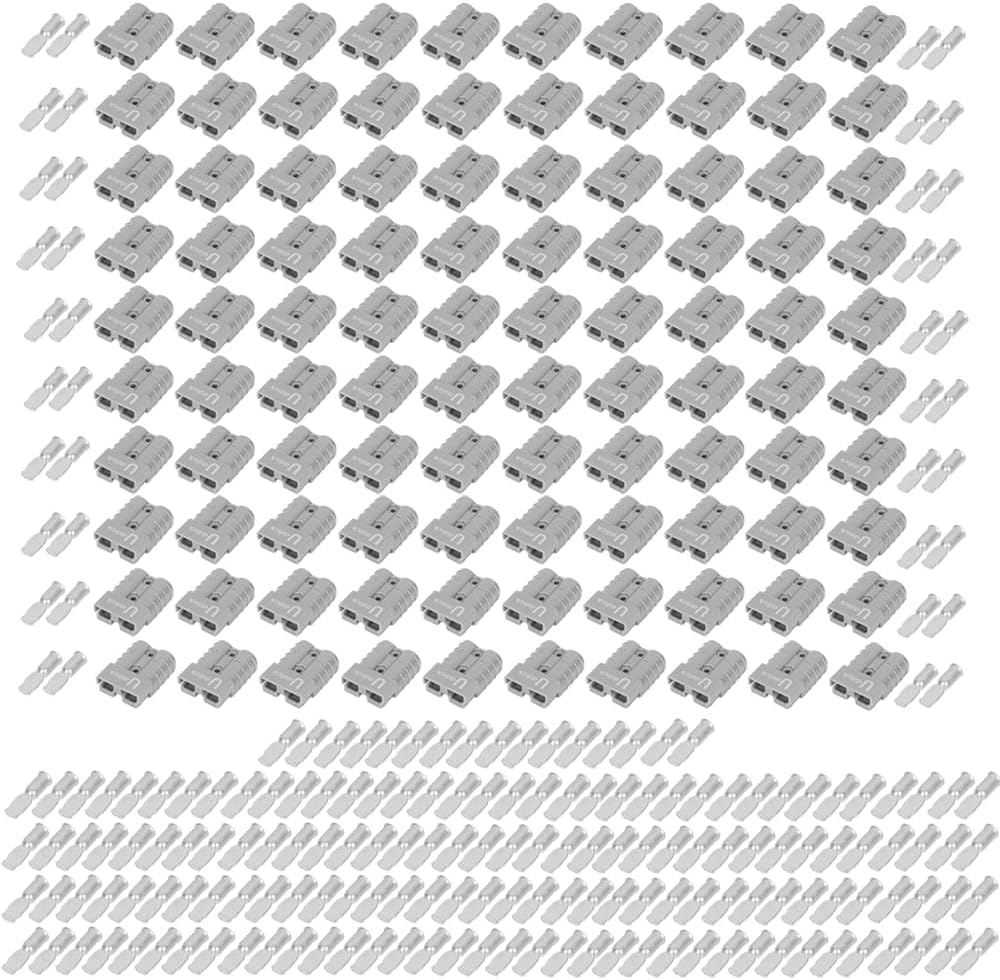 100PCs 50 Amp Battery Quick Disconnect Connector, 6 AWG Battery Cable Connector, Quick Connect Wire Harness Plug Connector for Towing Winch, 12-24V, Grey
