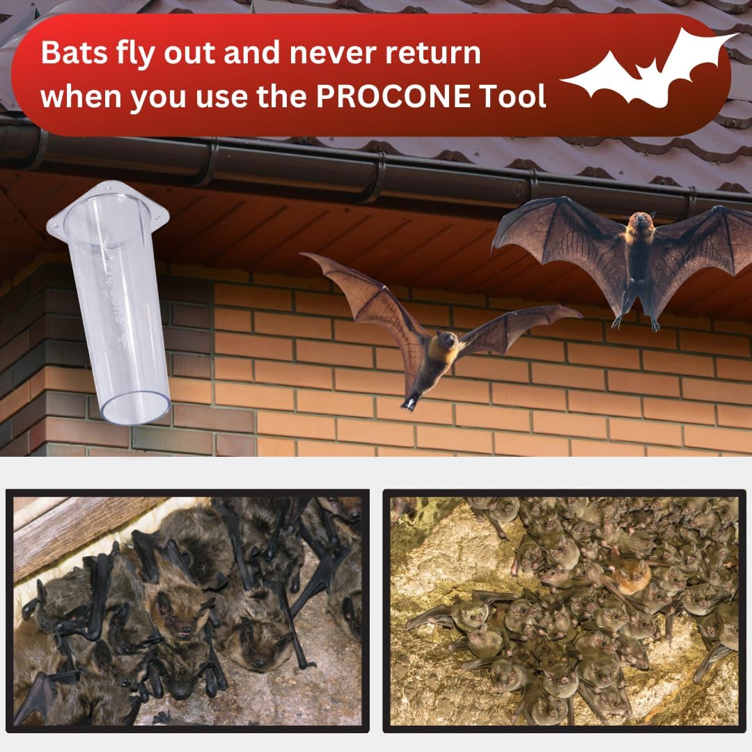 WCS Pro-Cone One-Way Bat Excluder - Clear Polycarbonate Wildlife Exclusion Device for Bats, Flying Squirrels & Birds - Reusable, Humane Exit Cone for Attics, Soffits & Eaves (Not for Gray Squirrels)