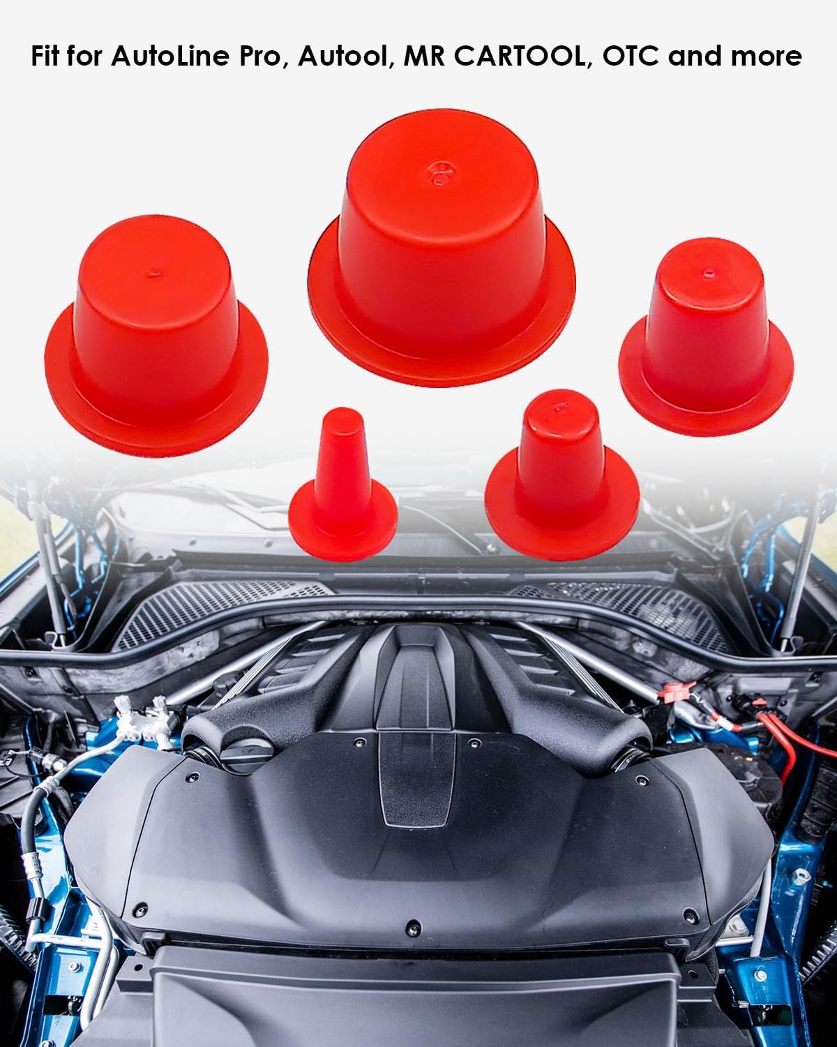 Automotive Cap Plugs Kit 0.11" to 0.53" Fit for AutoLine Pro Autool MR CARTOOL OTC, Tapered Wide Thick Flange Caps, 50 Pcs
