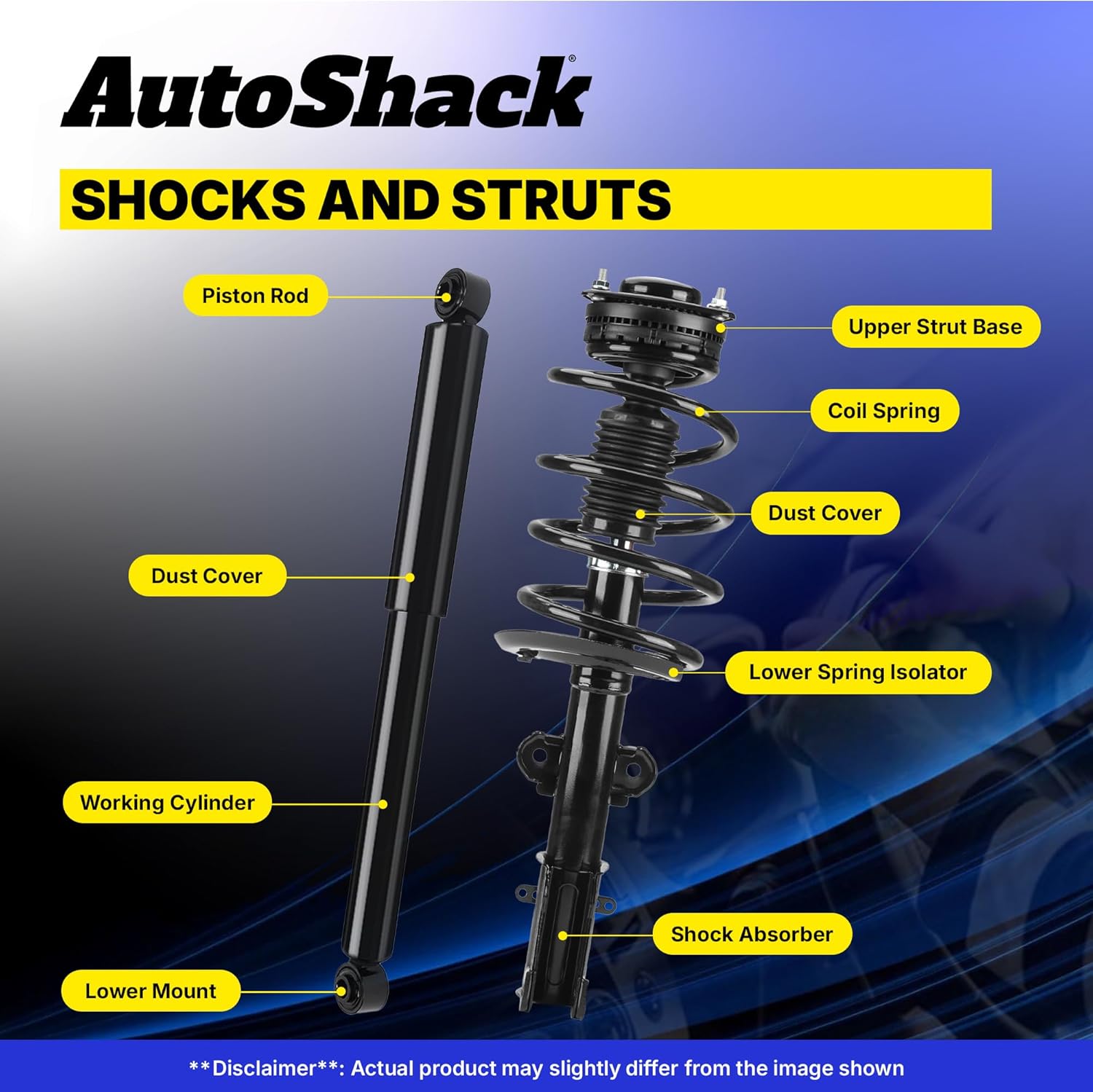 AutoShack Front Complete Strut & Coil Spring + Shock Absorber Replacement for 2001-2007 Dodge Grand Caravan 2001-2007 Chrysler Town & Country 2001-2007 Dodge Caravan 4-PC Kit