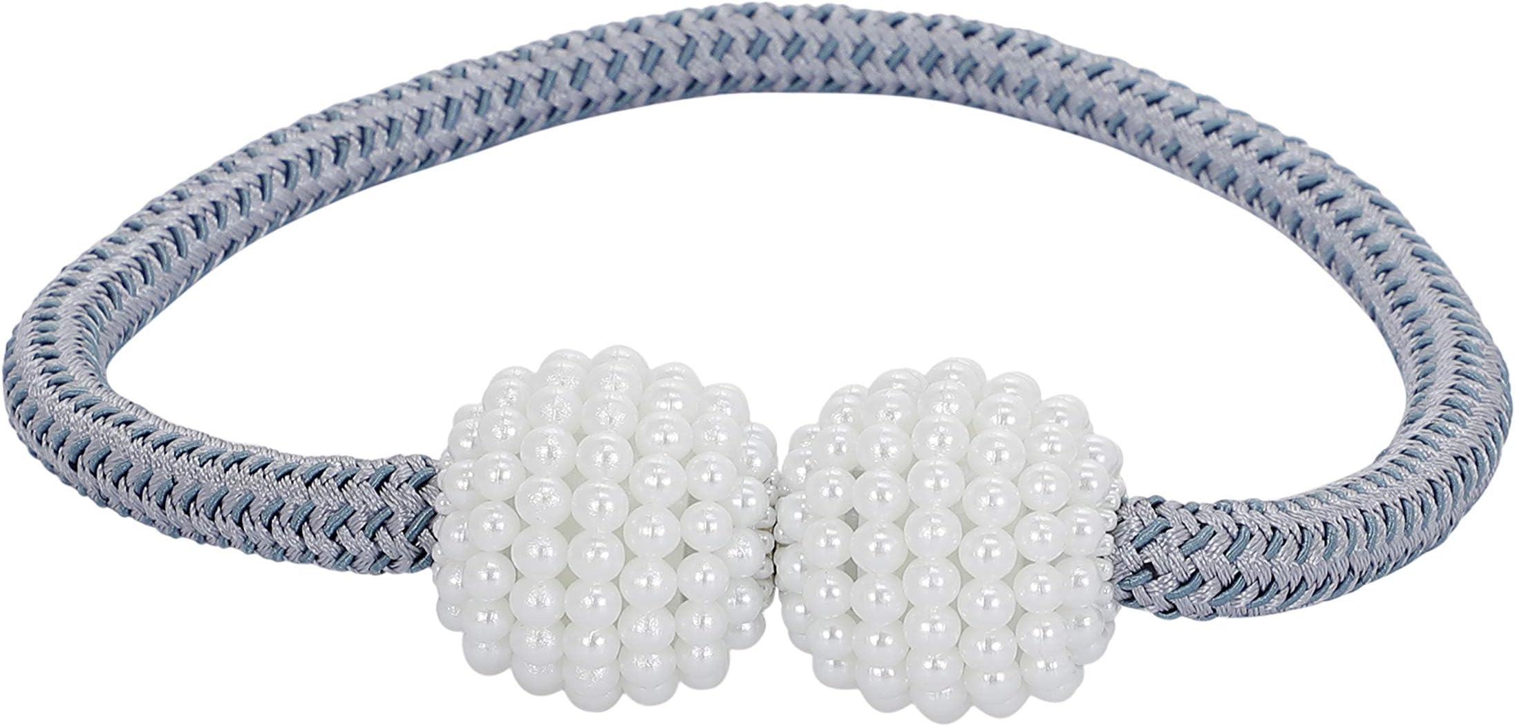 Ramcha Magnetic 4 Piece Polyester Tieback Set (Blue and Grey)