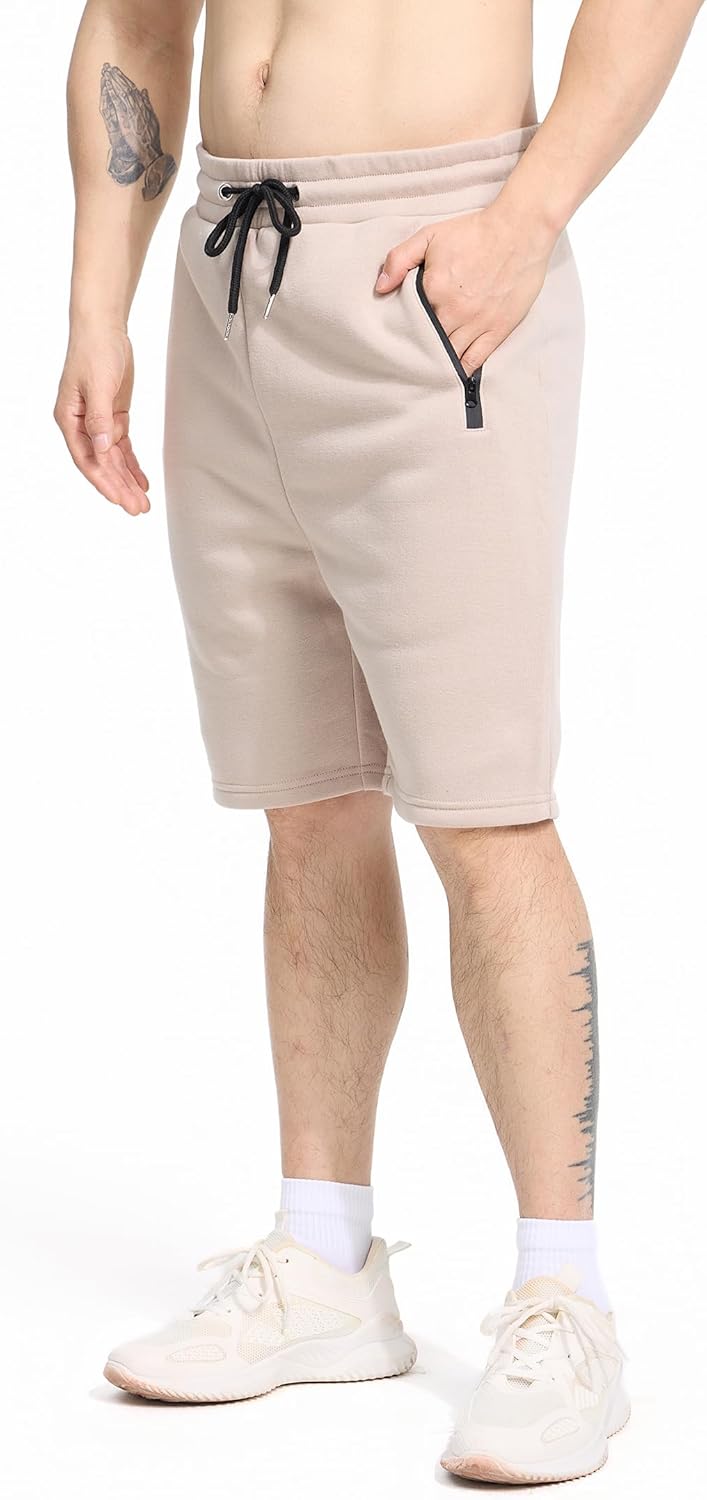 Men's Cotton Casual Shorts 3 Pk Fleece Midweight Athletic Jogger Sweat Shorts with Zipper Pockets - Image 2