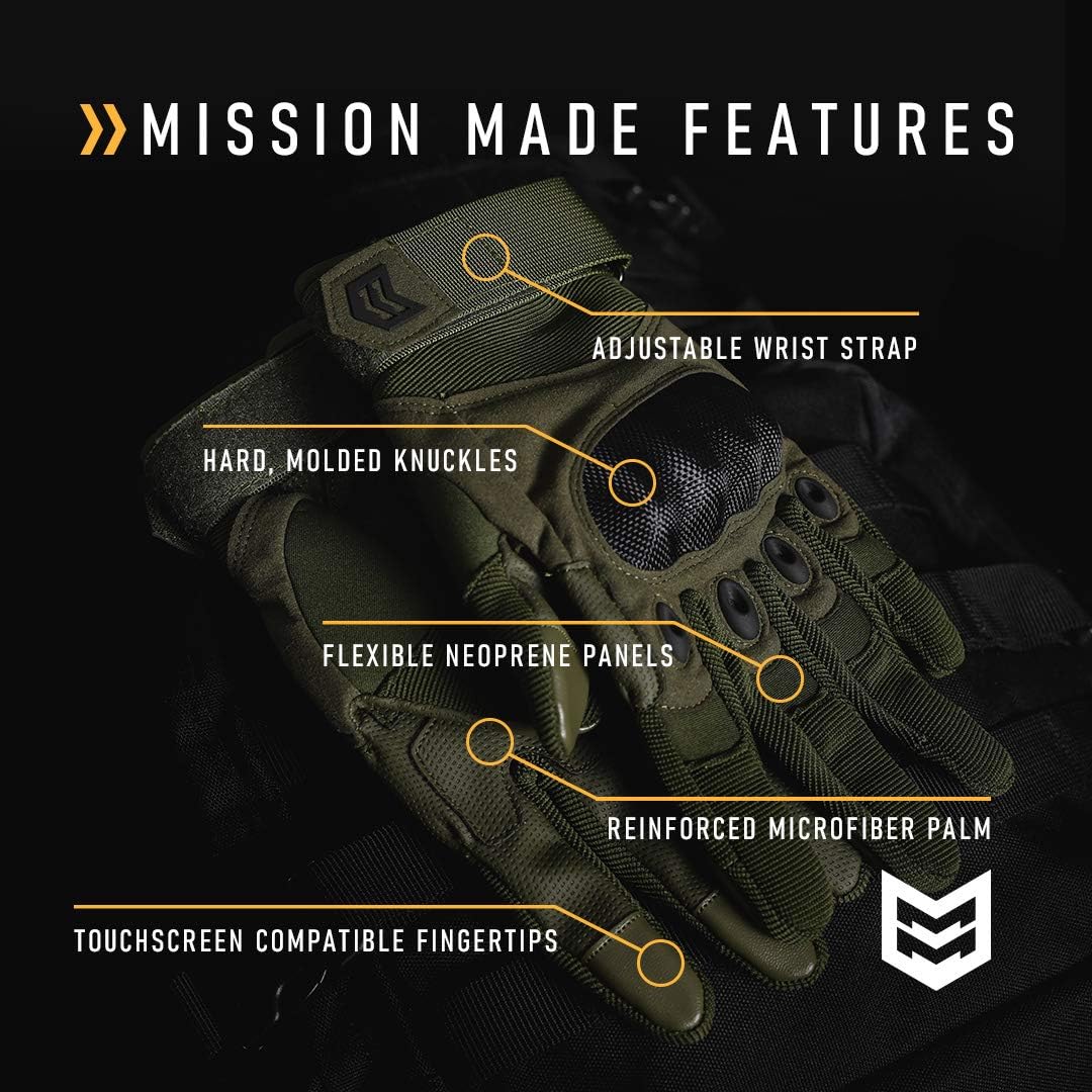 Mission Made Hellfox Tactical Gloves for Men Combat Hard Knuckle for Military Police