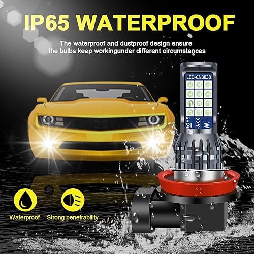 Vista 28 de 2 bombillas LED H8 H9 H11 antiniebla de limón verde, 24 LED 3030 chips superbrillantes, bombillas LED de repuesto DRL para automóviles, camiones