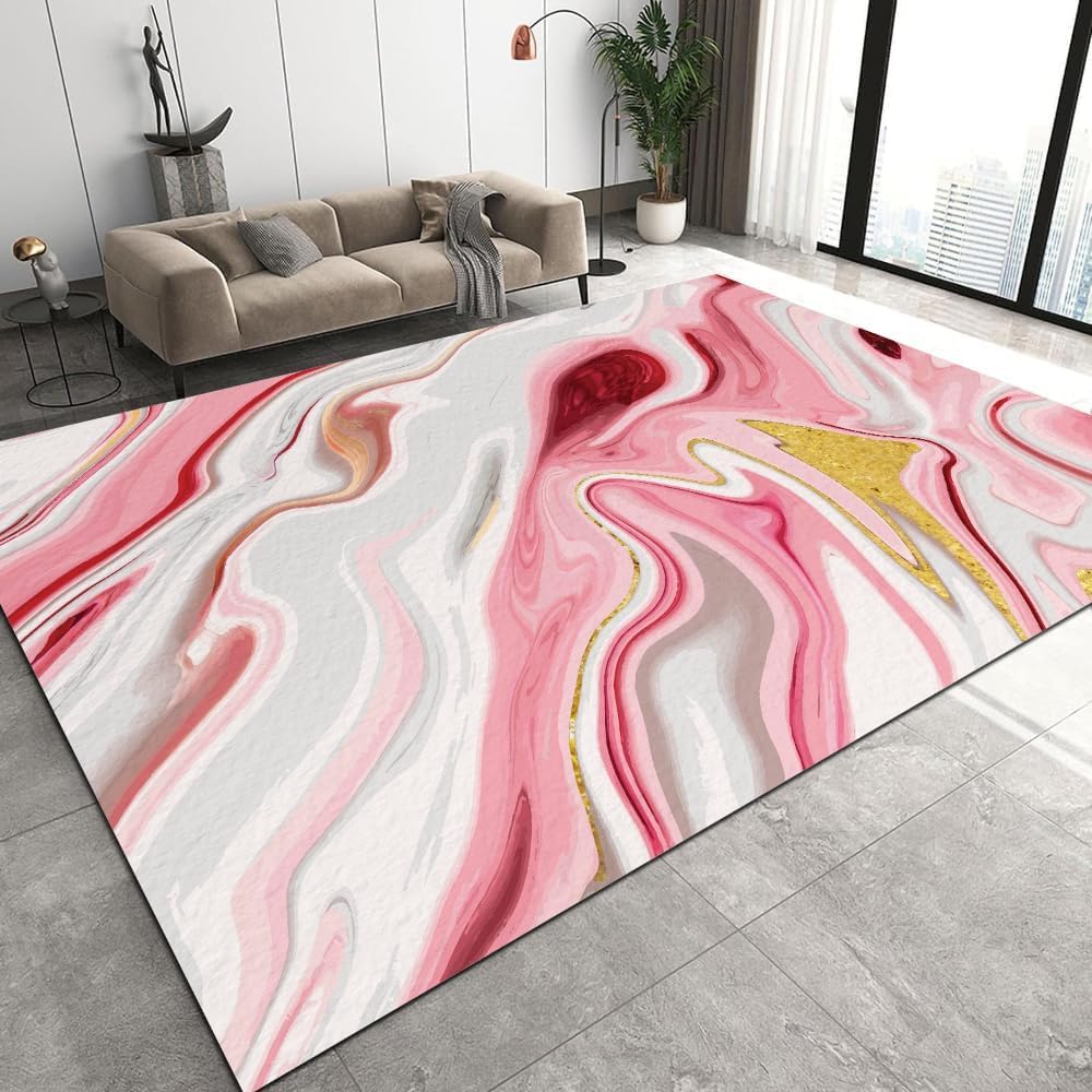Tapis texture de marbre abstraite 3D moderne lavable