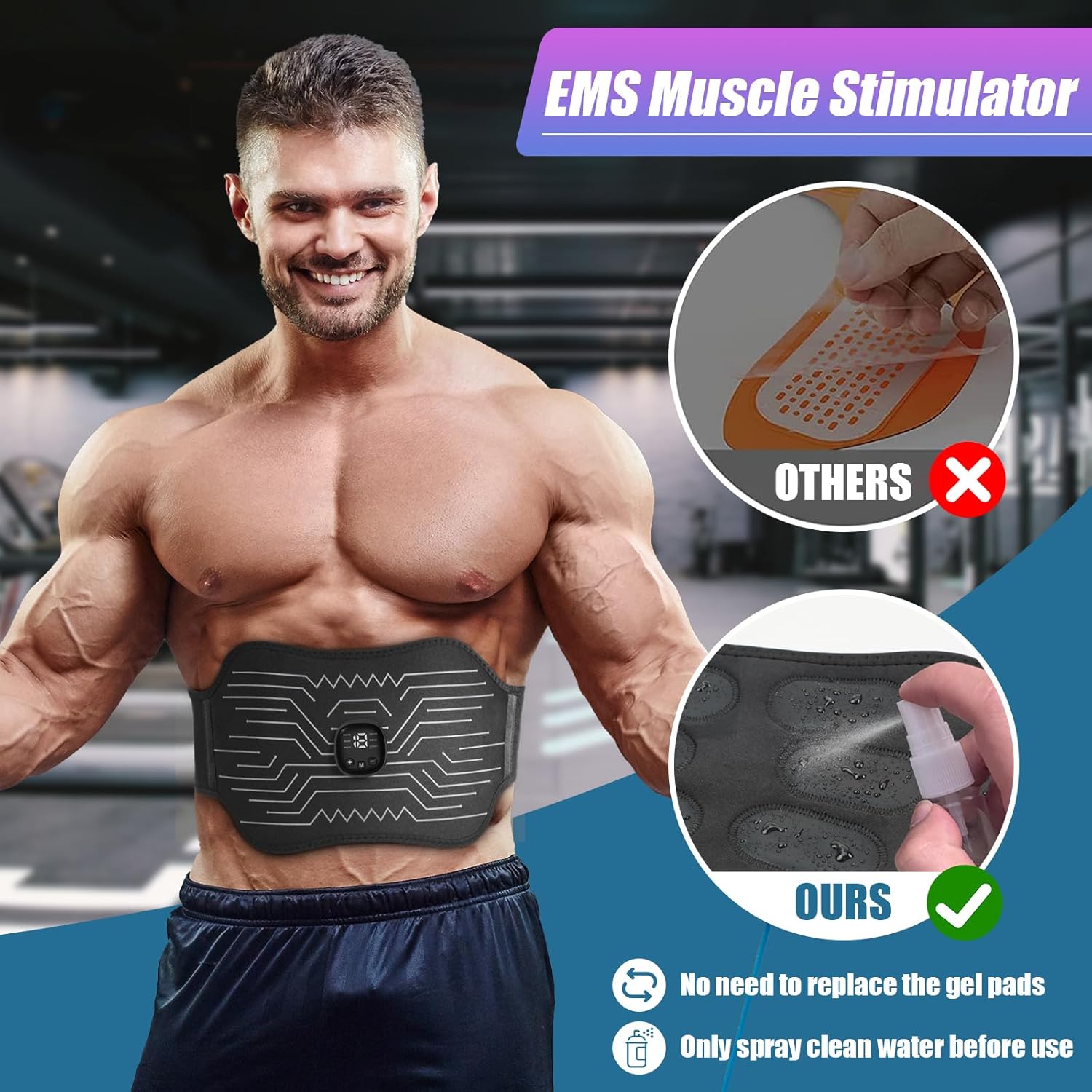 FDA Cleared - Abs Stimulator Muscle Toner, EMS Muscle Stimulator, Fitness Belt Ab Workout Equipment (Black White) - Image 2