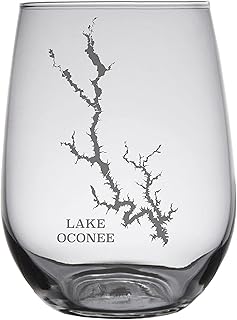 Lake Oconee - Set of 2 Stemless Wine Glasses - Laser Engraved