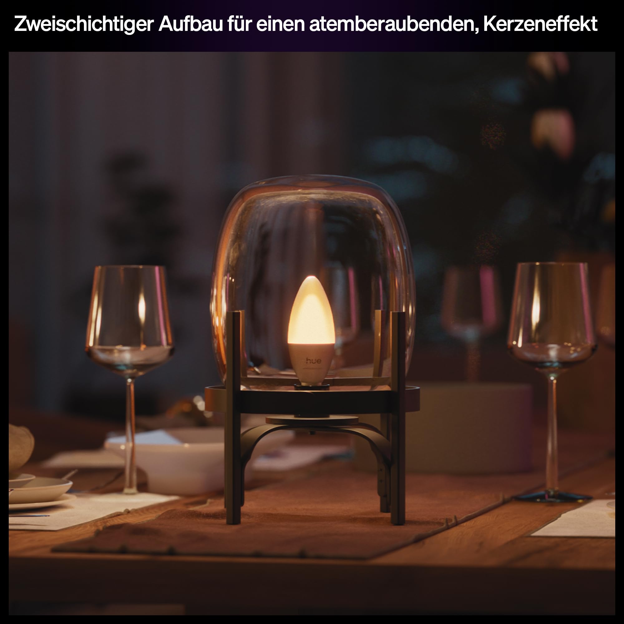 Philips Hue Smart LED-Lampe, B39, E14, 3er Pack, White and Color Ambiance, Vollspektrumlicht 1.000 K–20.000 K, 500 lm, Extrem Niedrig Dimmbar, Chromasync, Alexa, Google Home, Apple Home
