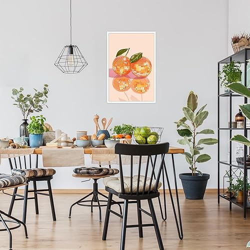 Miniatura 5 de Lienzo de bola de discoteca naranja, arte de pared, póster retro de arte de discoteca, decoración de carrito de bar, impresiones de pintura para el