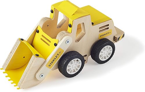 Stanley Jr. Kit de manualidades de madera con cargador frontal de camión de juguete de construcción - Juguete de montaje de bricolaje para niños