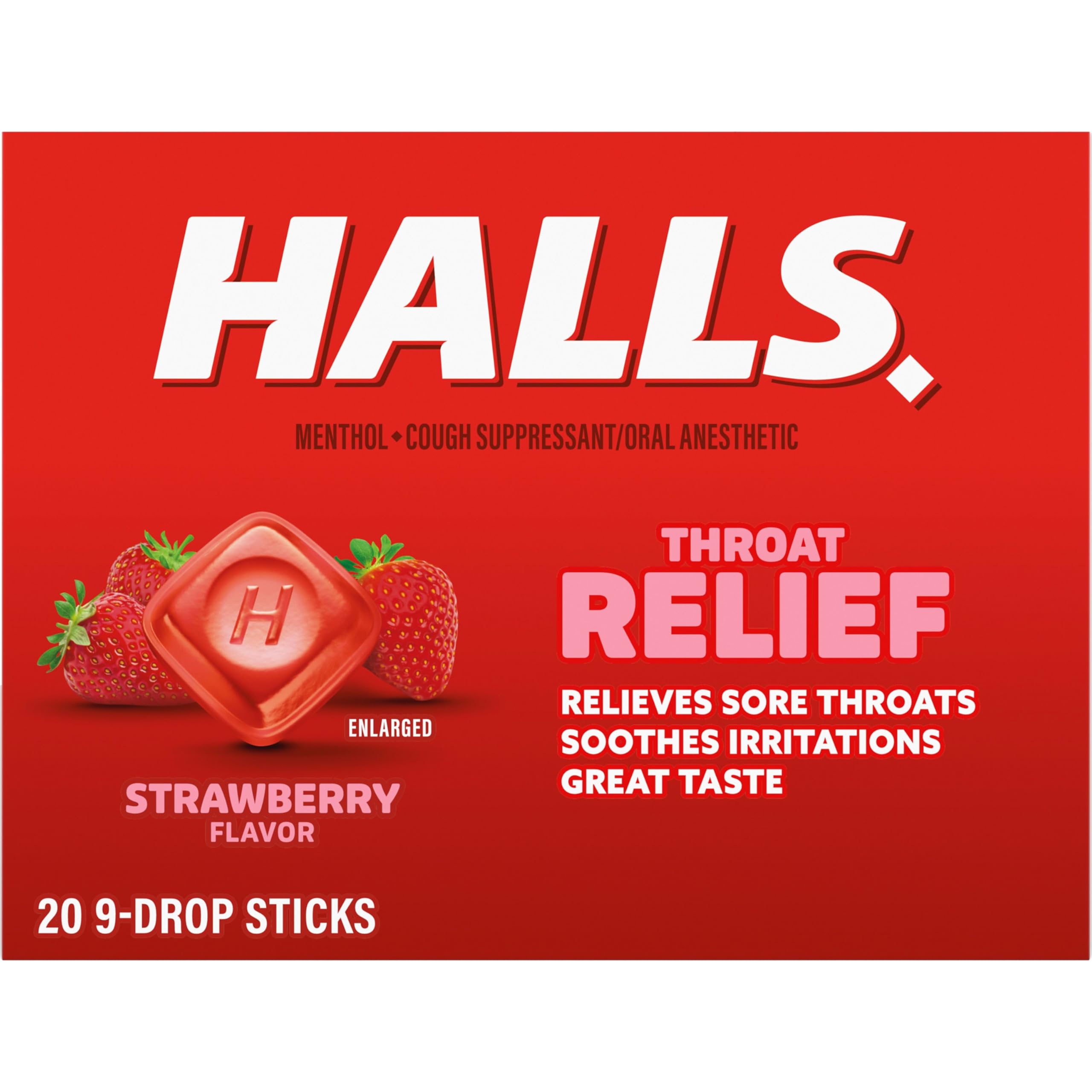 HALLS Throat Relief Strawberry Cough Drops, 180 ct — Amazon image 13